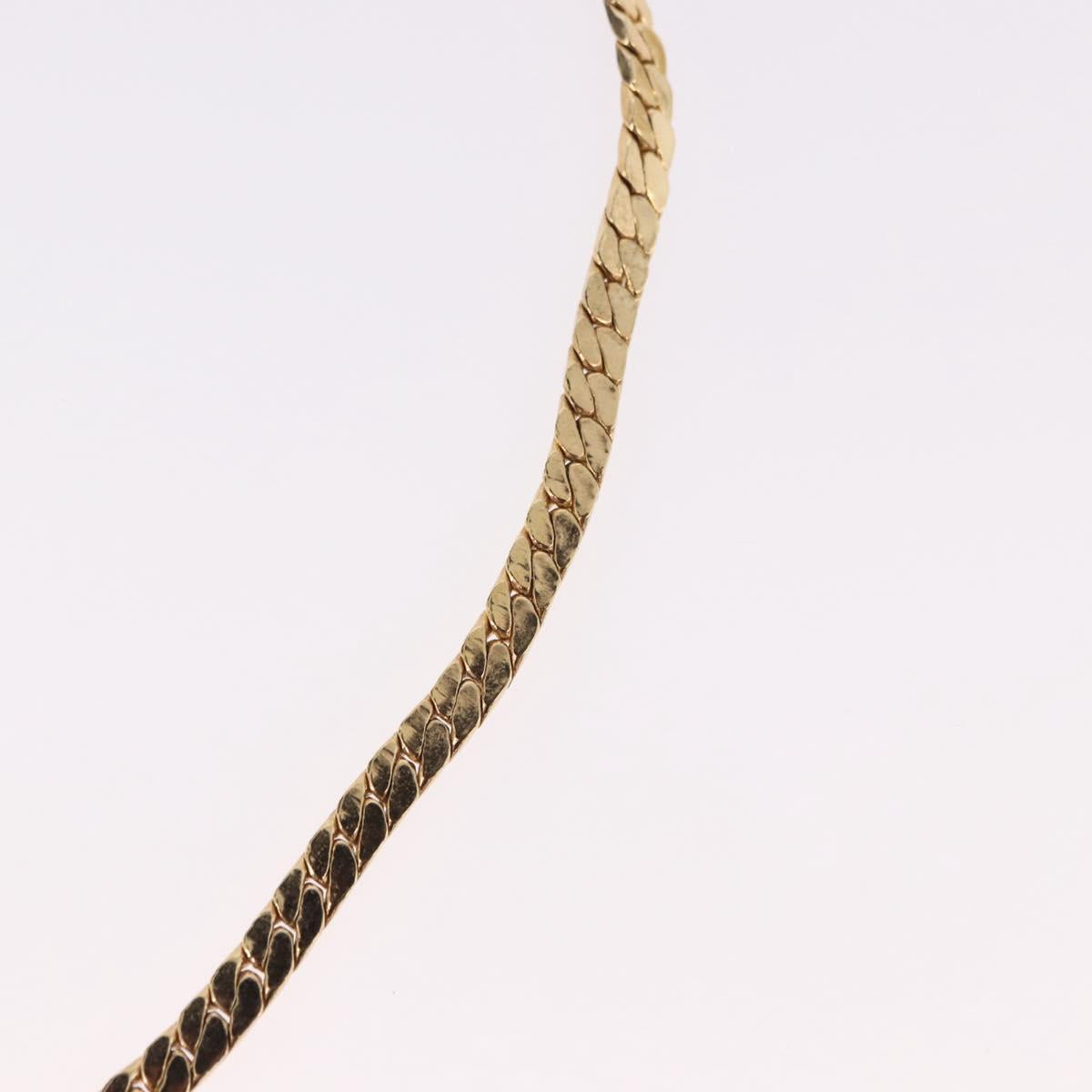 Christian Dior Lacquer Design Choker Necklace Metal Gold Tone Auth SW2529