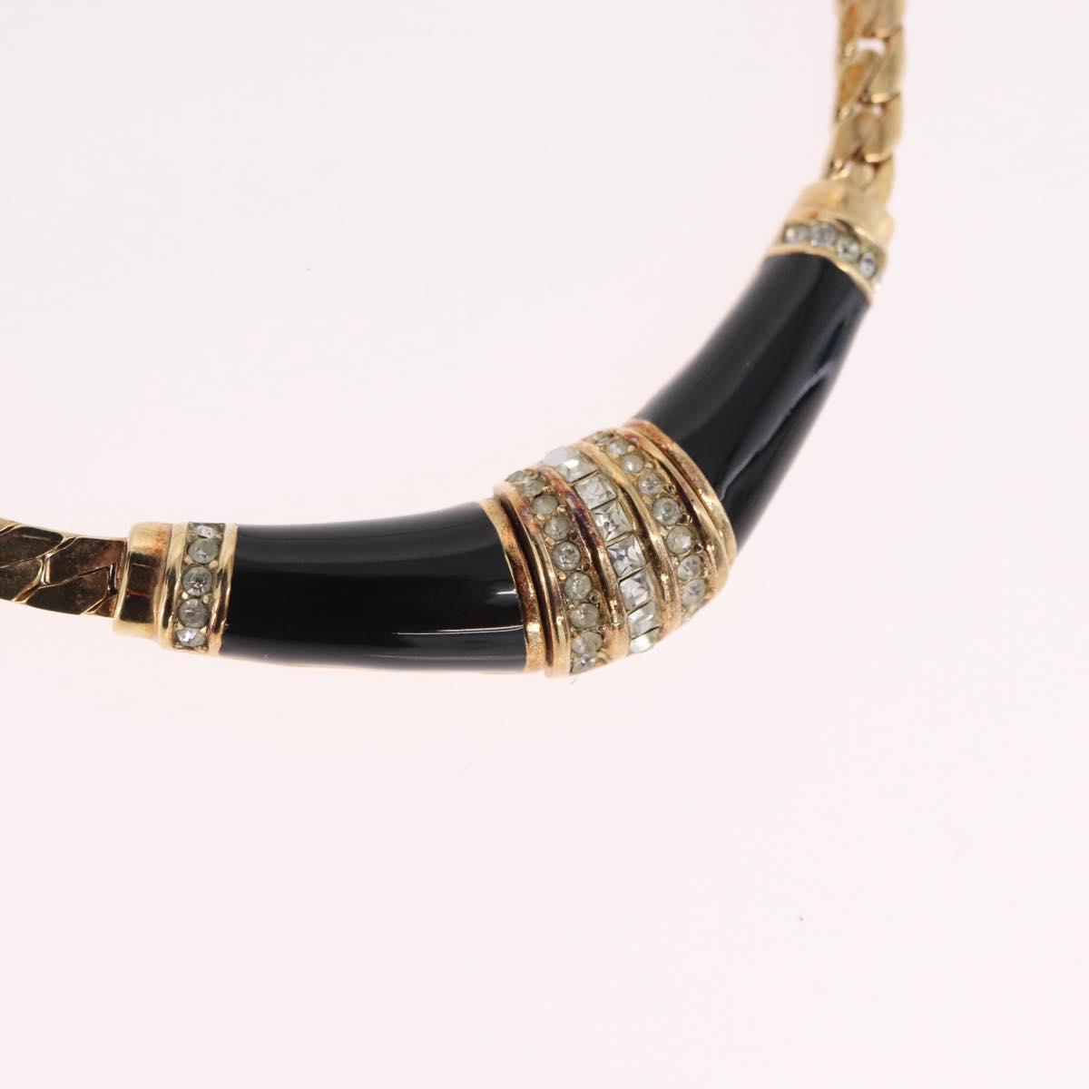 Christian Dior Lacquer Design Choker Necklace Metal Gold Tone Auth SW2529