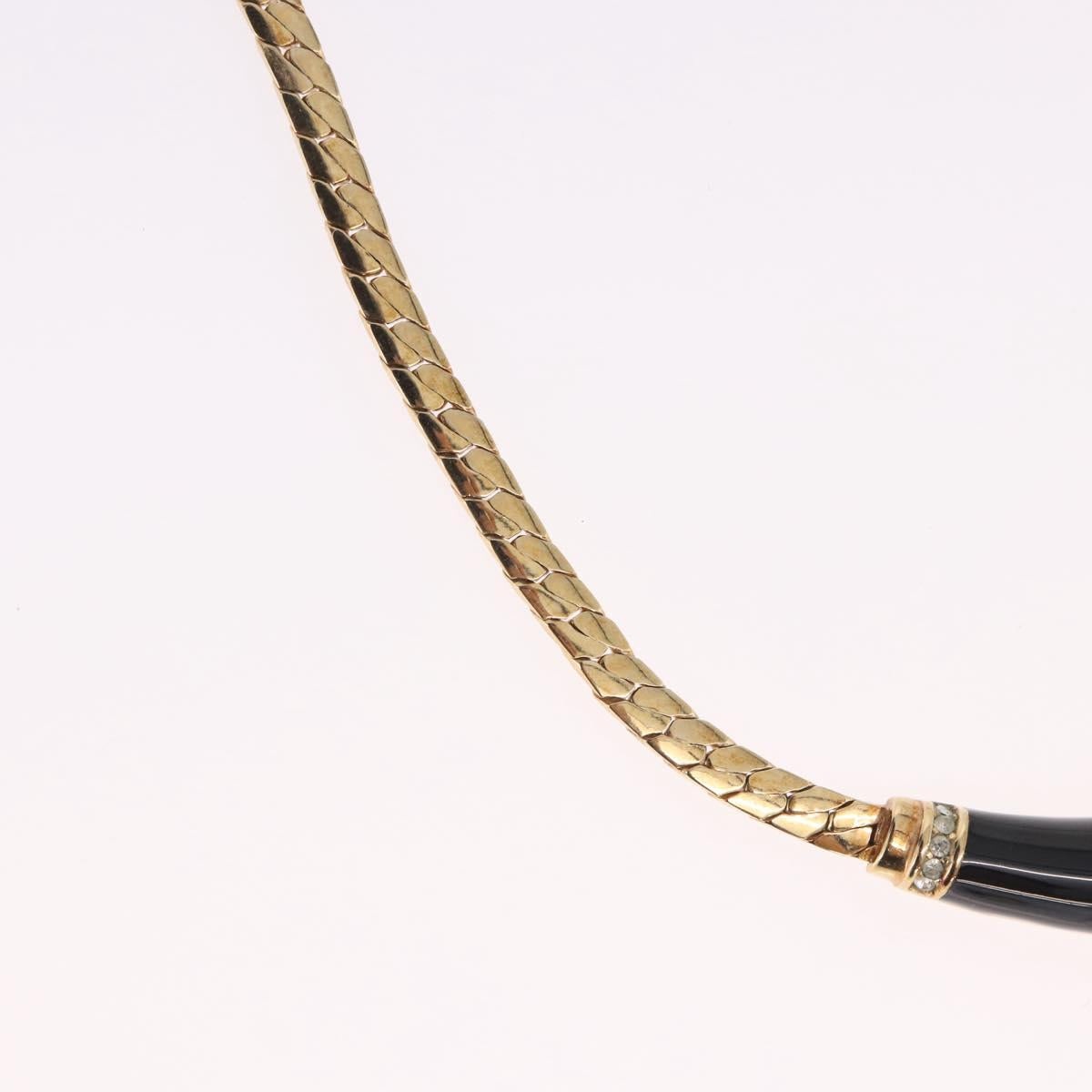 Christian Dior Lacquer Design Choker Necklace Metal Gold Tone Auth SW2529
