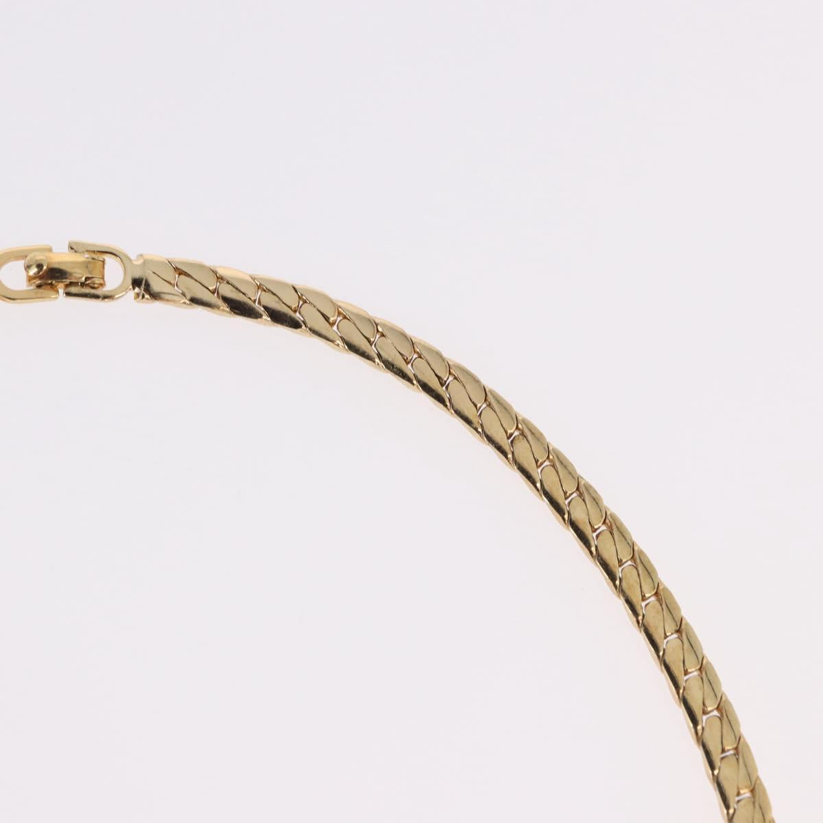 Christian Dior Lacquer Design Choker Necklace Metal Gold Tone Auth SW2529