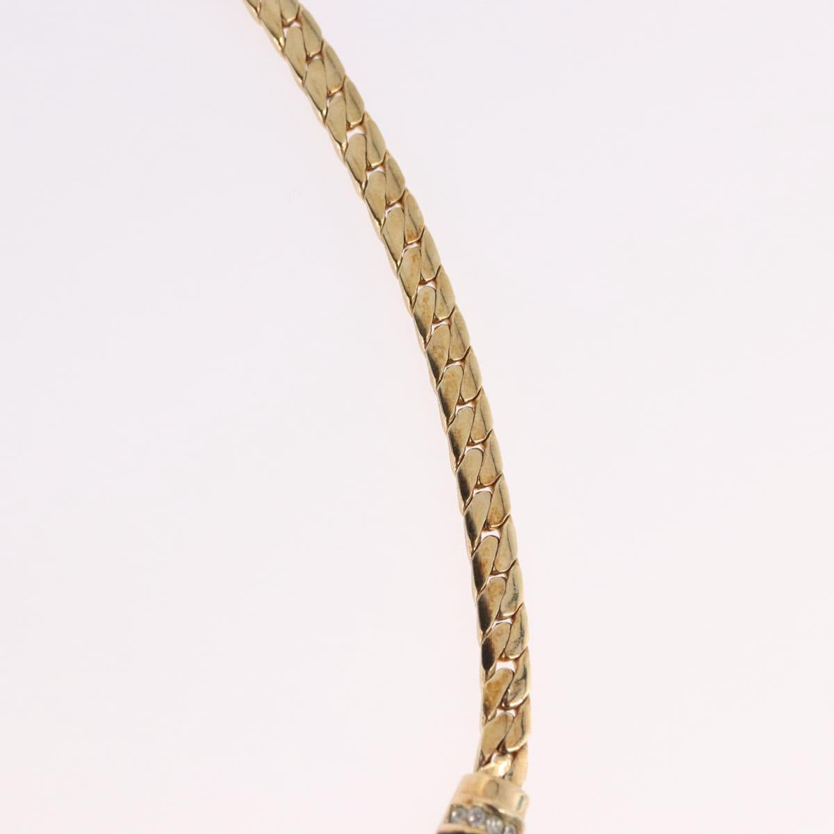 Christian Dior Lacquer Design Choker Necklace Metal Gold Tone Auth SW2529