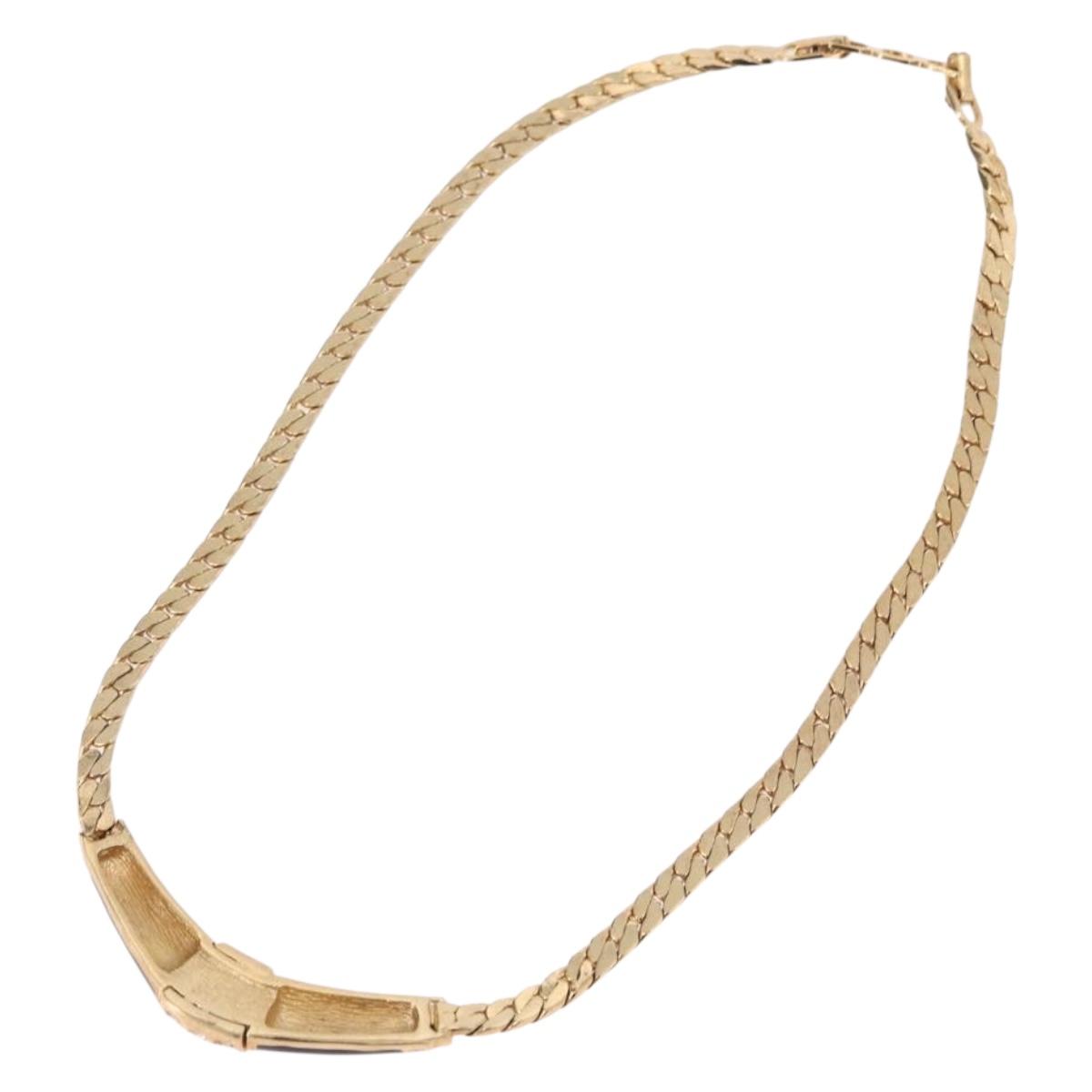 Christian Dior Lacquer Design Choker Necklace Metal Gold Tone Auth SW2529