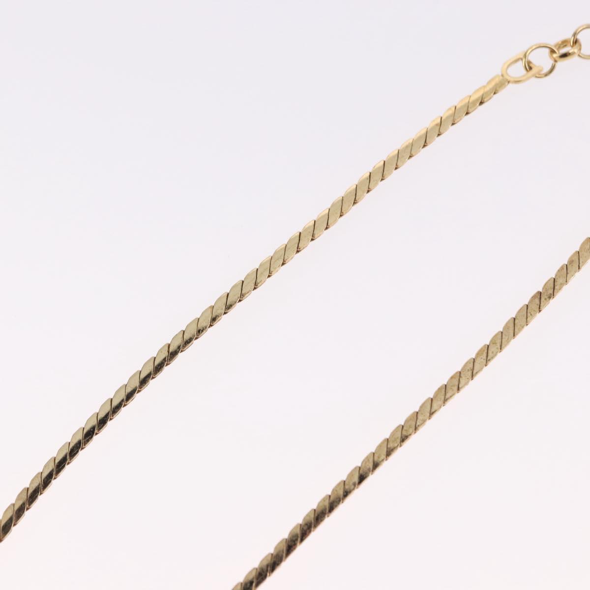Christian Dior Oval Pearl Choker Necklace Metal Gold Tone Auth SW2530