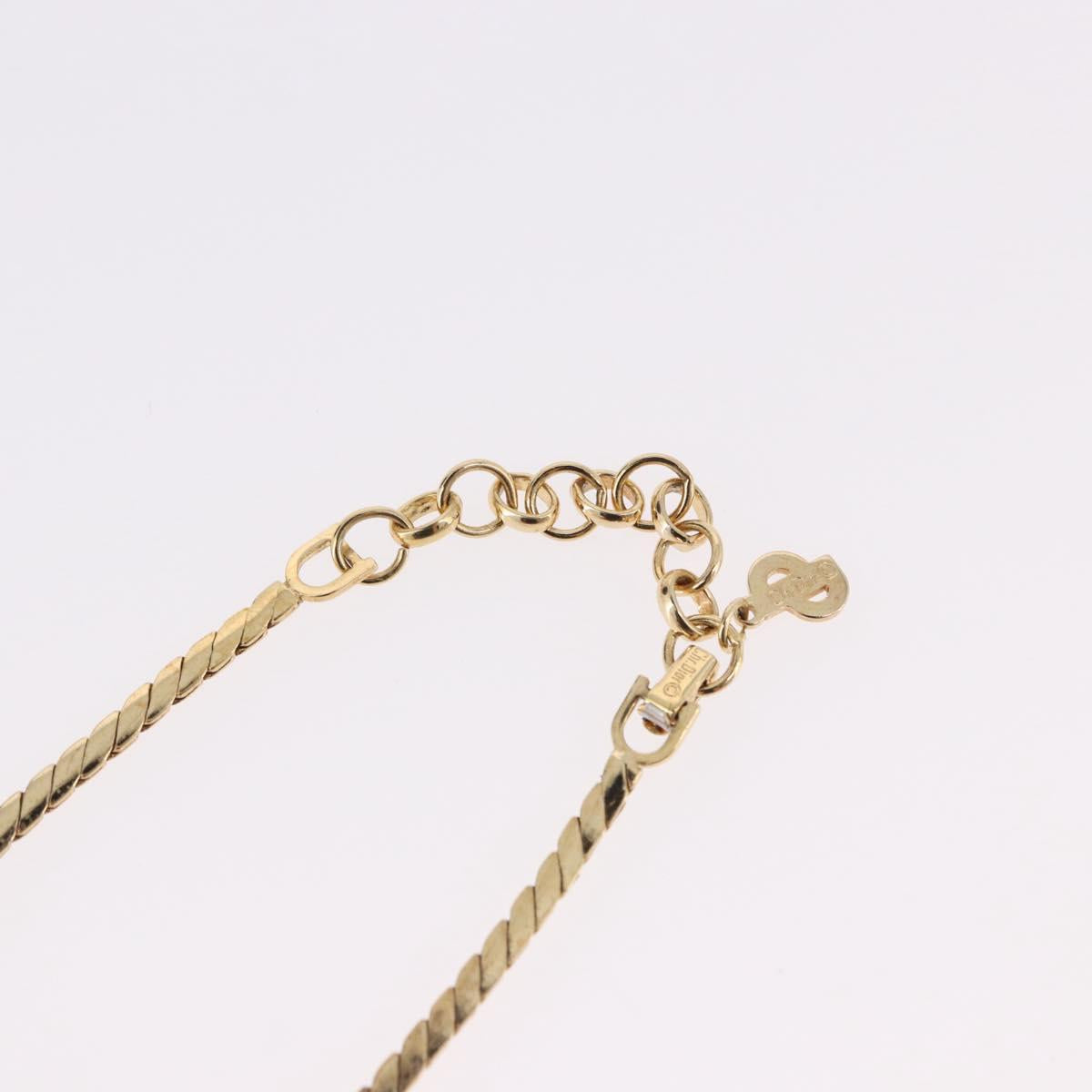 Christian Dior Oval Pearl Choker Necklace Metal Gold Tone Auth SW2530