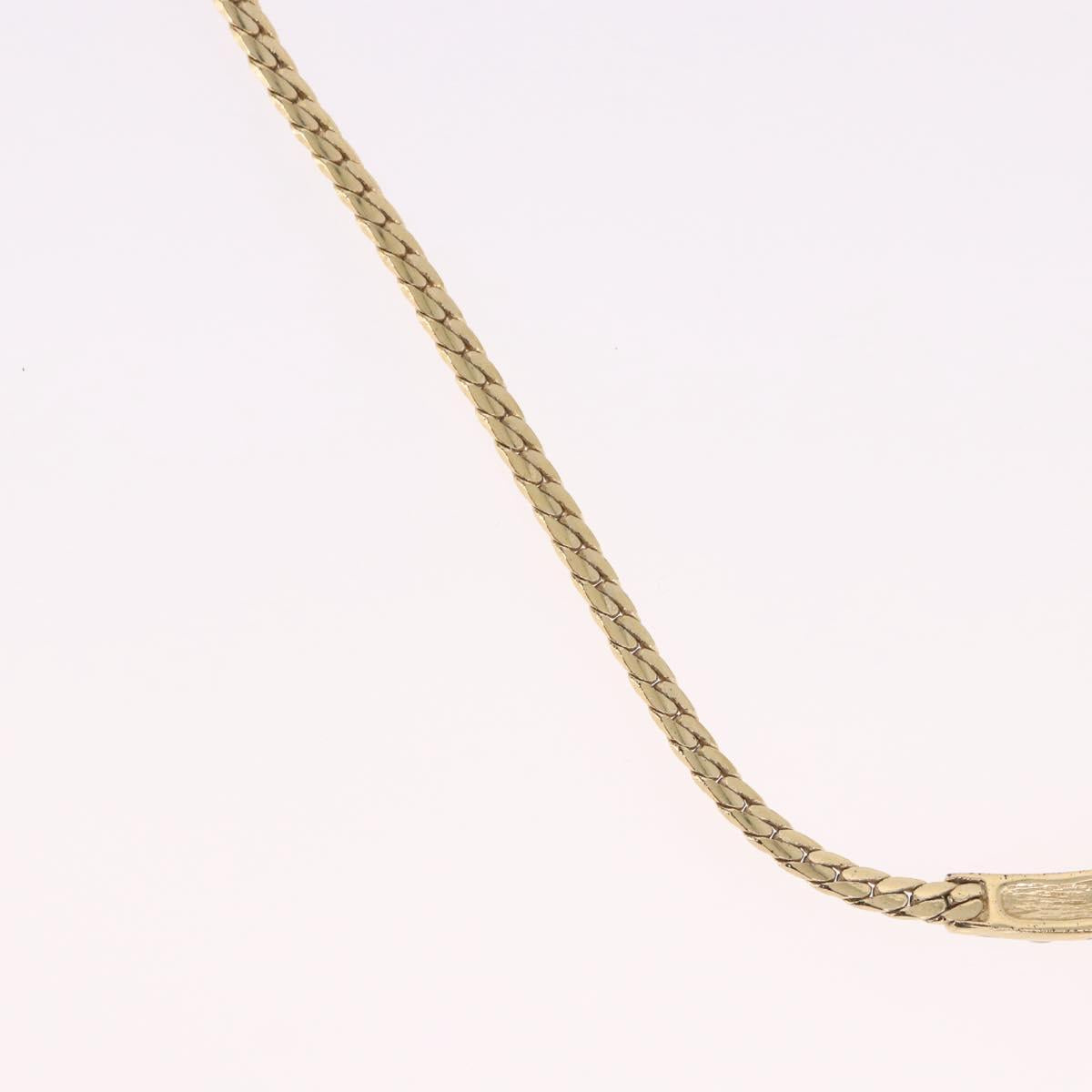 Christian Dior Choker Necklace Metal Gold Tone Auth SW2531