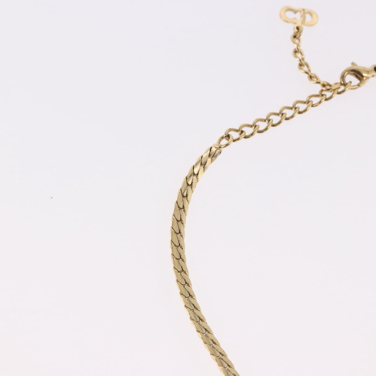 Christian Dior Choker Necklace Metal Gold Tone Auth SW2531