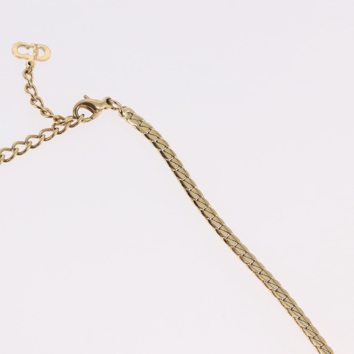 Christian Dior Choker Necklace Metal Gold Tone Auth SW2531