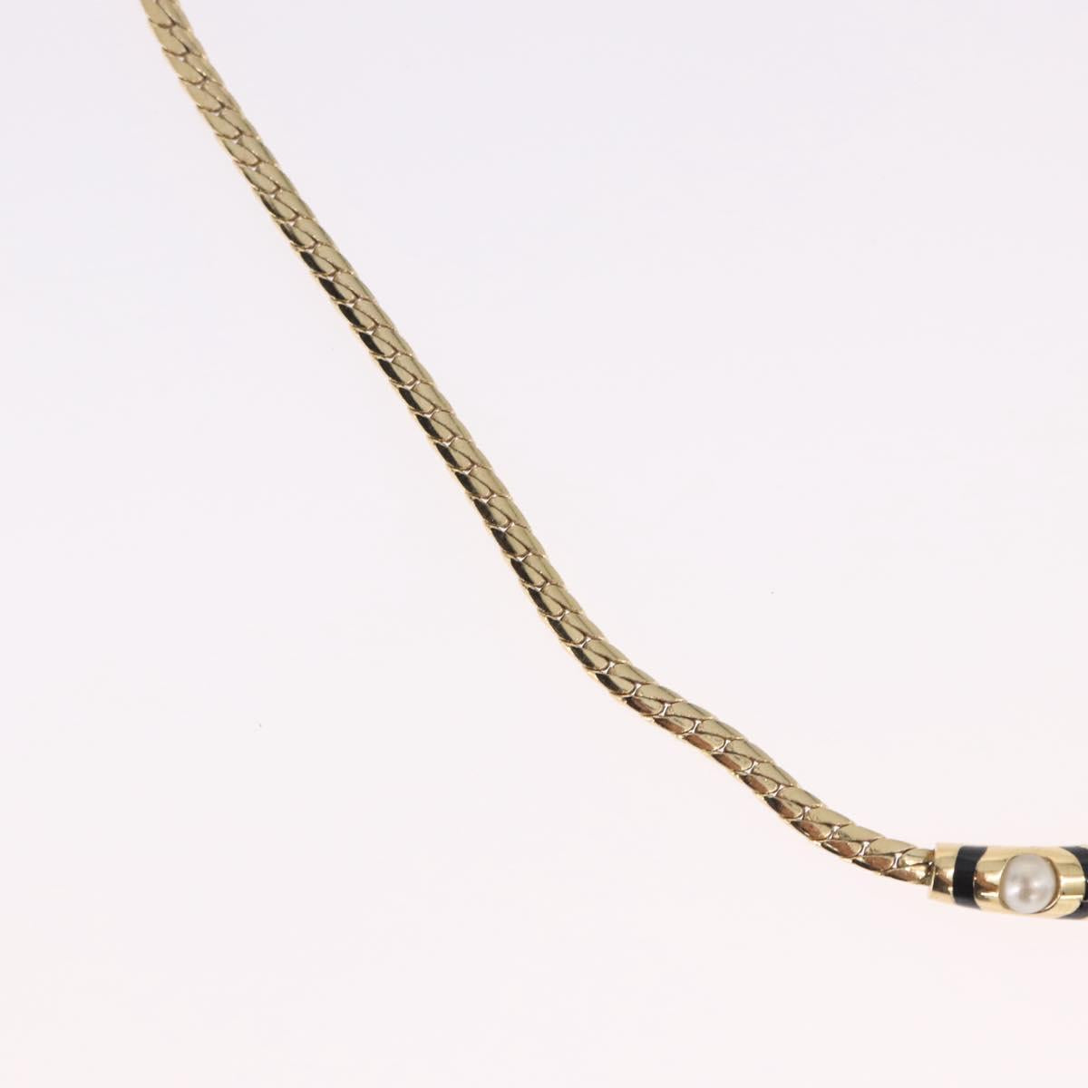 Christian Dior Choker Necklace Metal Gold Tone Auth SW2531