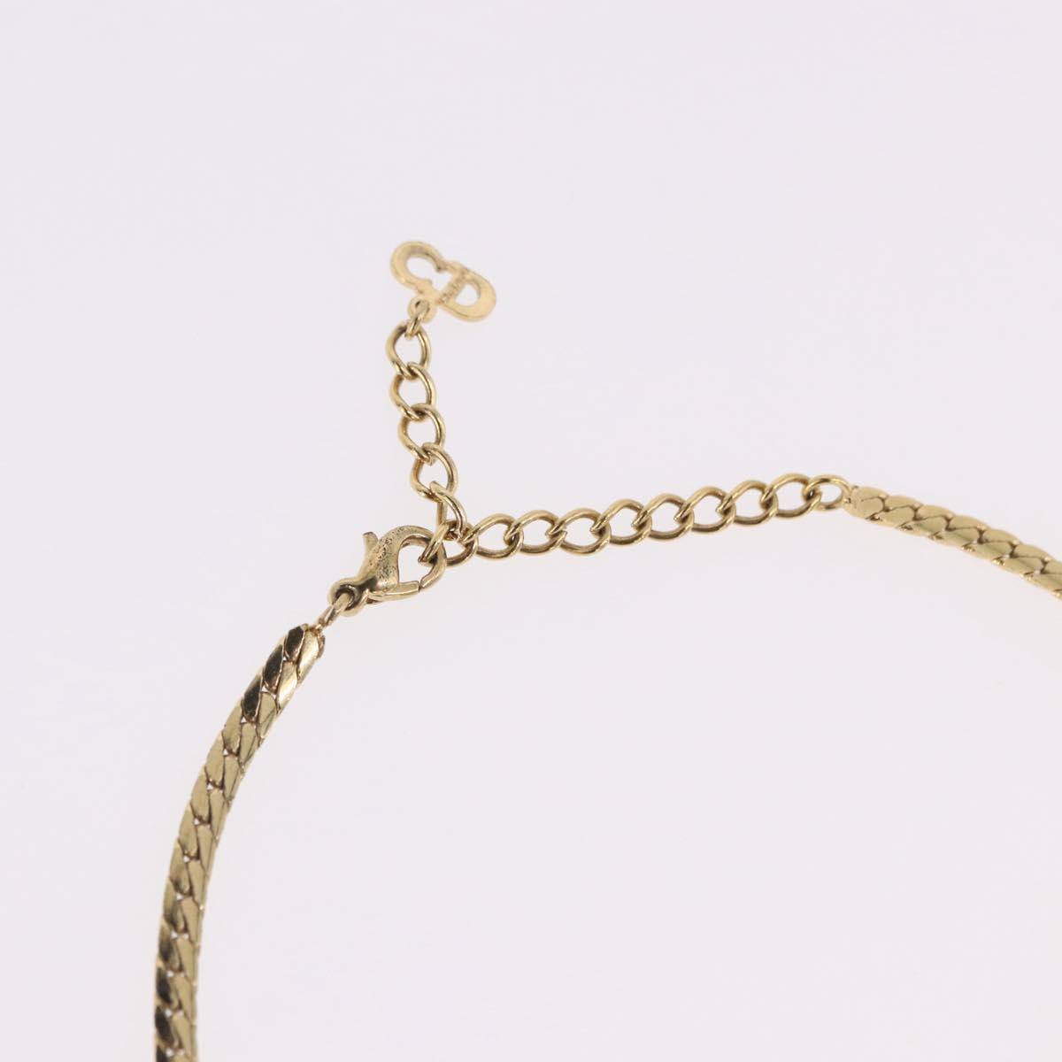 Christian Dior Choker Necklace Metal Gold Tone Auth SW2531