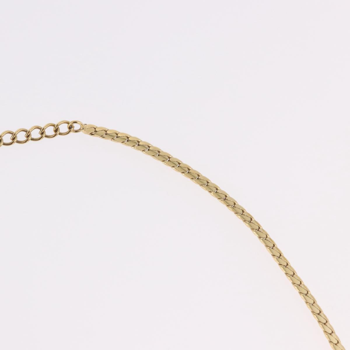 Christian Dior Choker Necklace Metal Gold Tone Auth SW2531