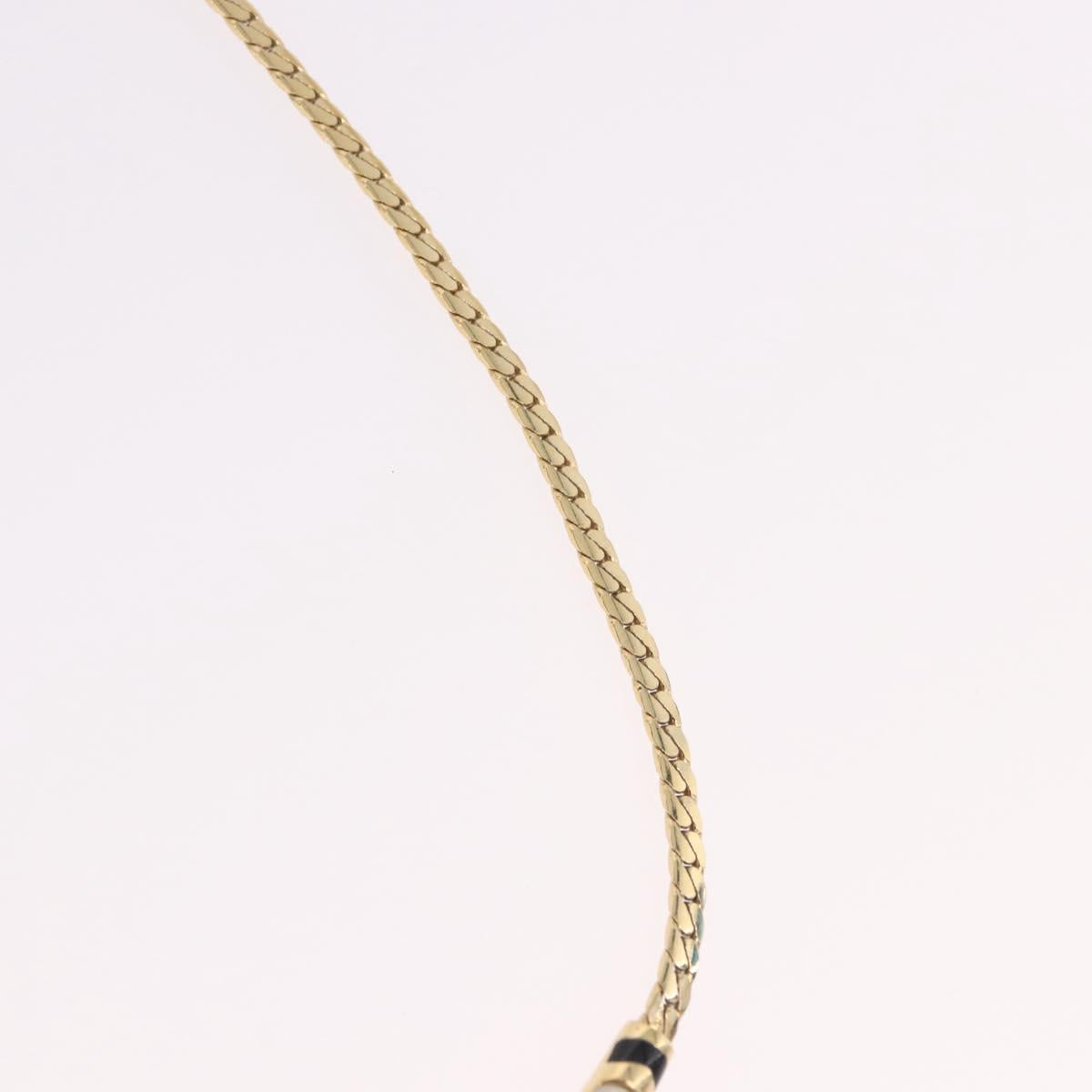 Christian Dior Choker Necklace Metal Gold Tone Auth SW2531