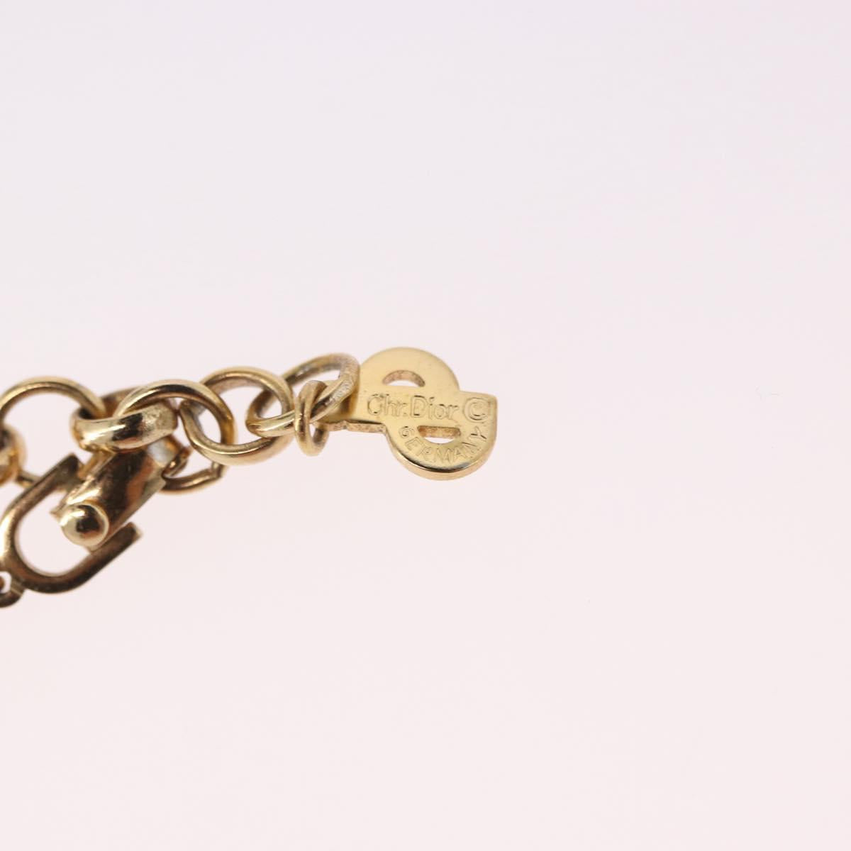 Christian Dior Colored Stone Necklace Metal Gold Tone Auth SW2532