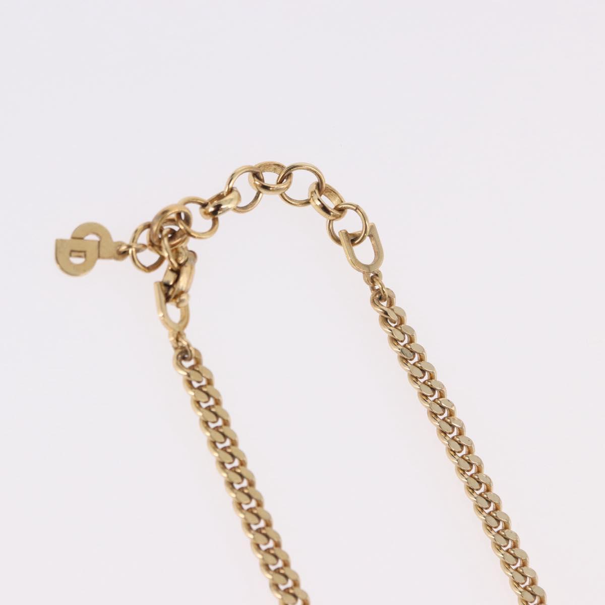 Christian Dior Colored Stone Necklace Metal Gold Tone Auth SW2532