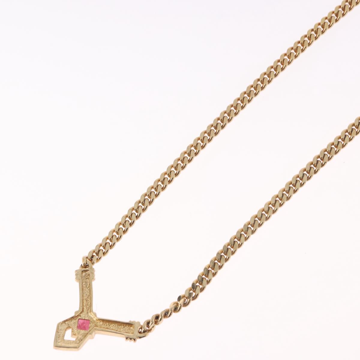 Christian Dior Colored Stone Necklace Metal Gold Tone Auth SW2532