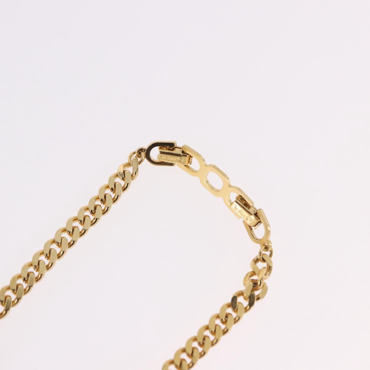 Christian Dior Colored Stone Necklace Metal Gold Tone Auth SW2533