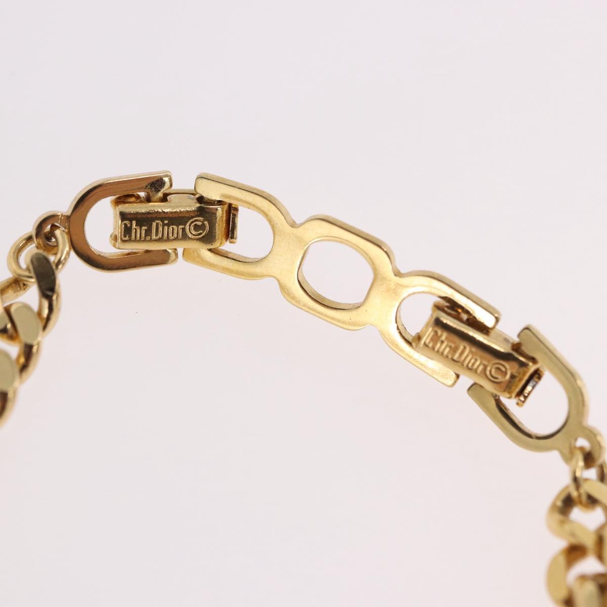 Christian Dior Colored Stone Necklace Metal Gold Tone Auth SW2533