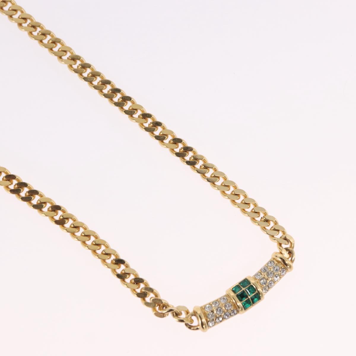 Christian Dior Colored Stone Necklace Metal Gold Tone Auth SW2533