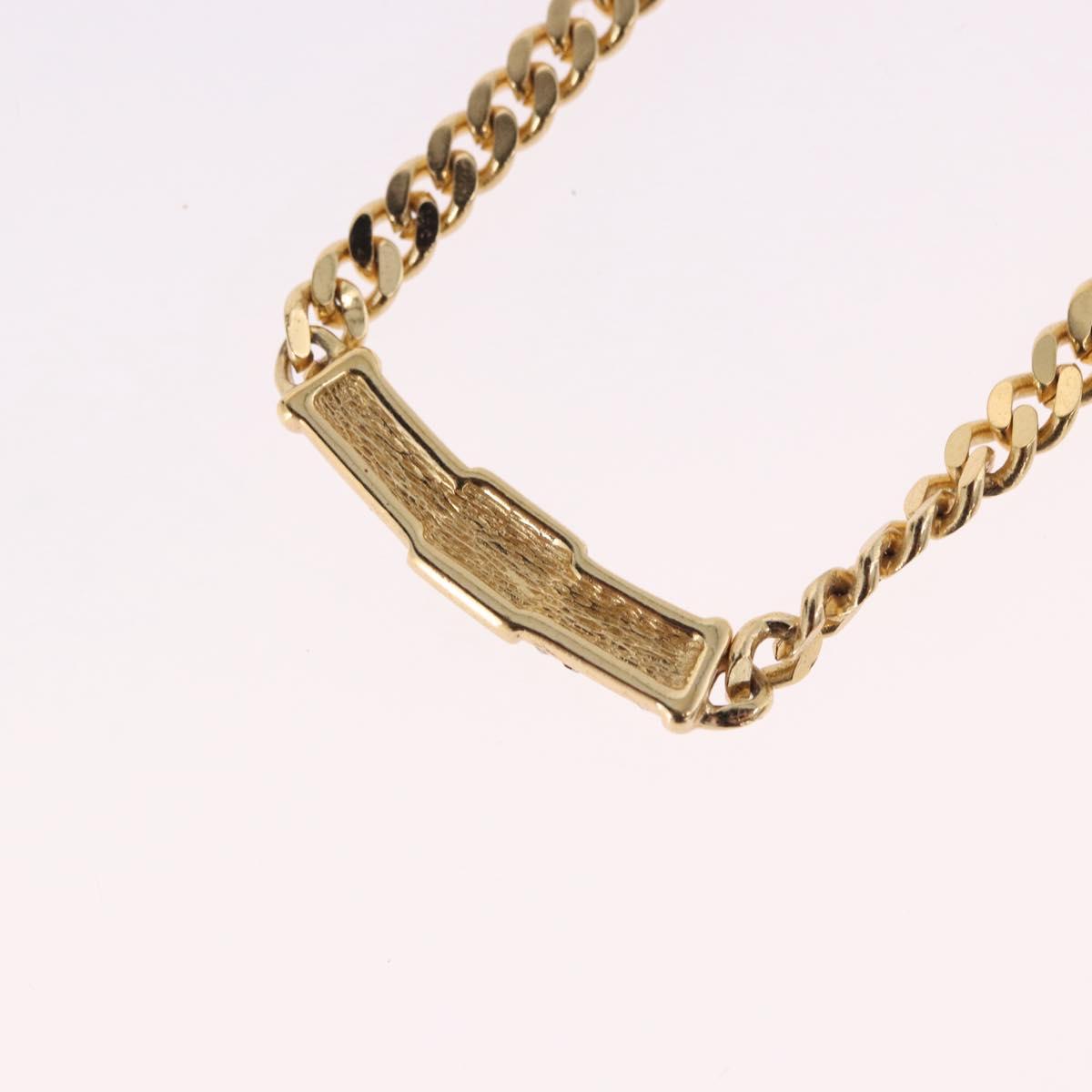Christian Dior Colored Stone Necklace Metal Gold Tone Auth SW2533