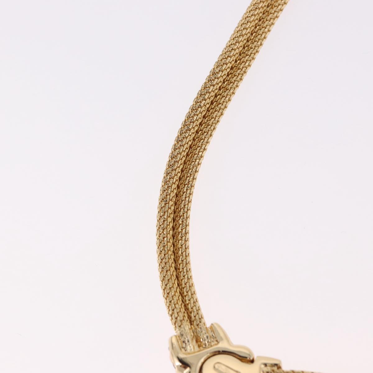 Christian Dior Choker Necklace Metal Gold Tone Auth SW2534A