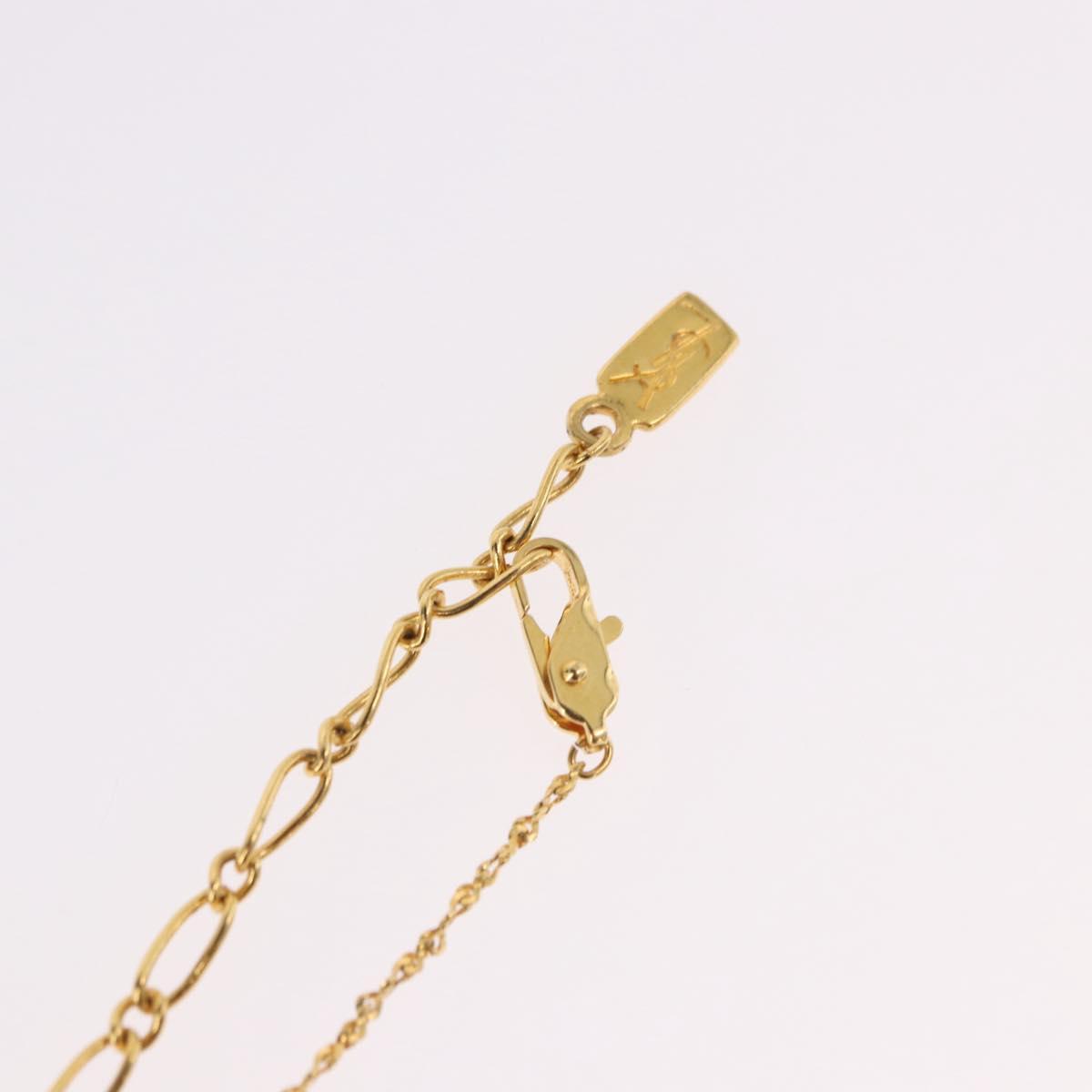 SAINT LAURENT Initials Cointop Necklace Metal Gold Tone Auth SW2536