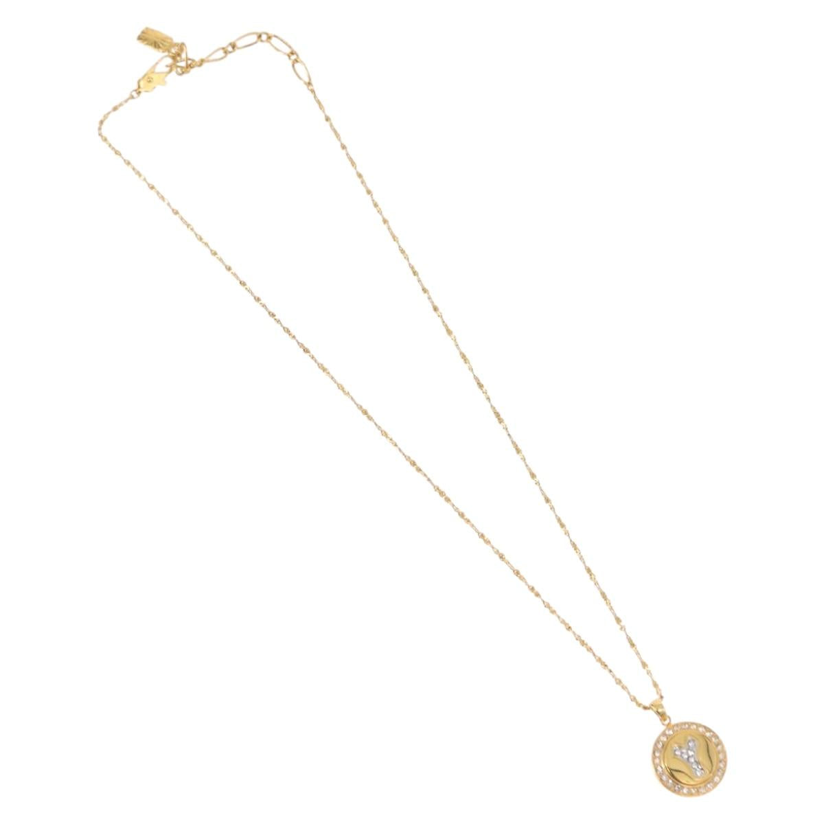 SAINT LAURENT Initials Cointop Necklace Metal Gold Tone Auth SW2536