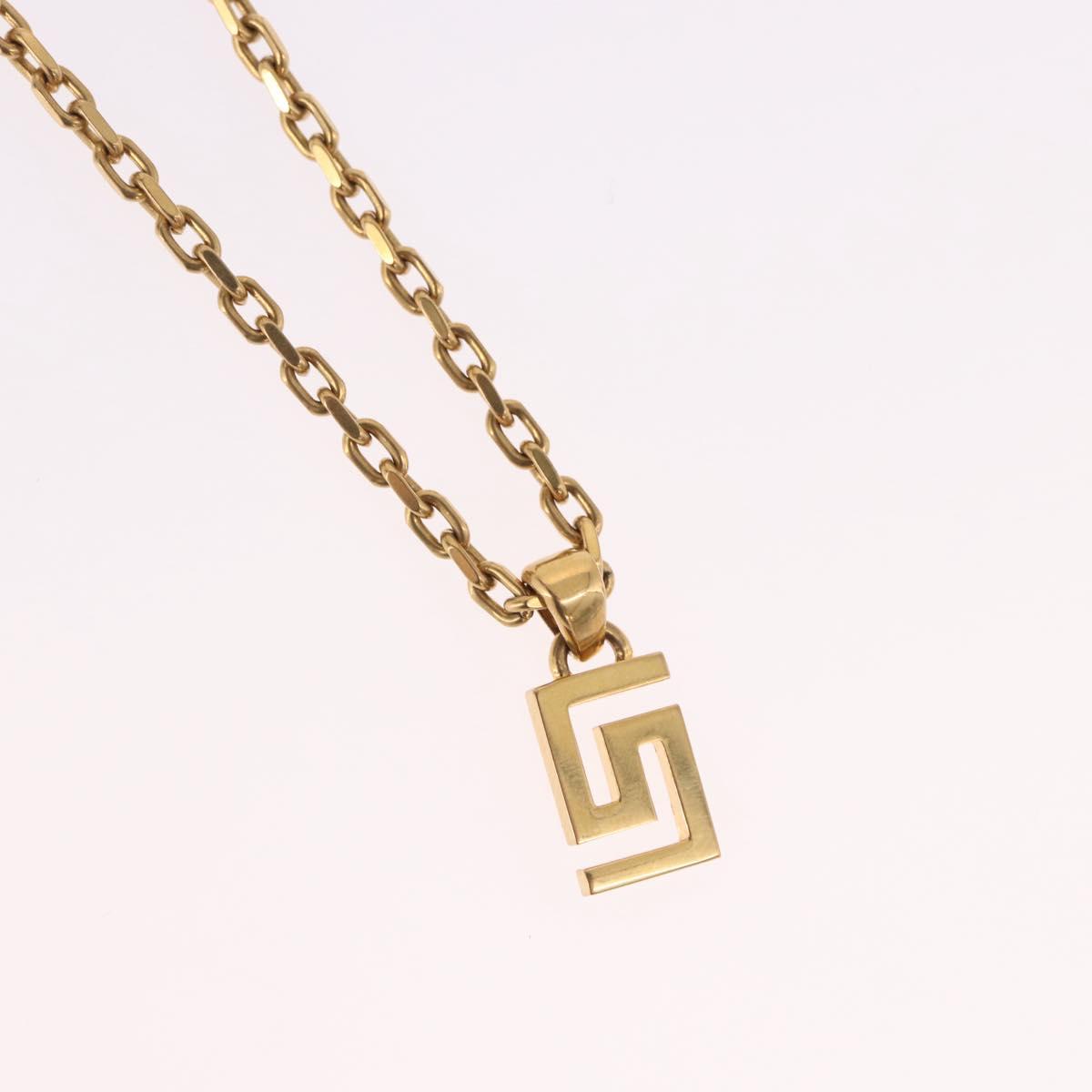 VERSACE Greca Top Necklace Metal Gold Tone Auth SW2537A