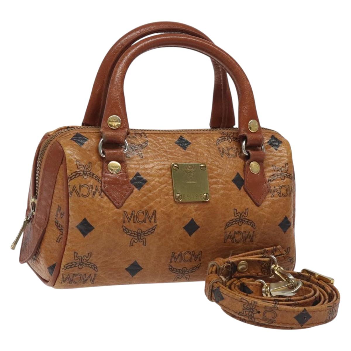 MCM Vicetos Logogram Hand Bag PVC Leather 2way Brown Auth sw254