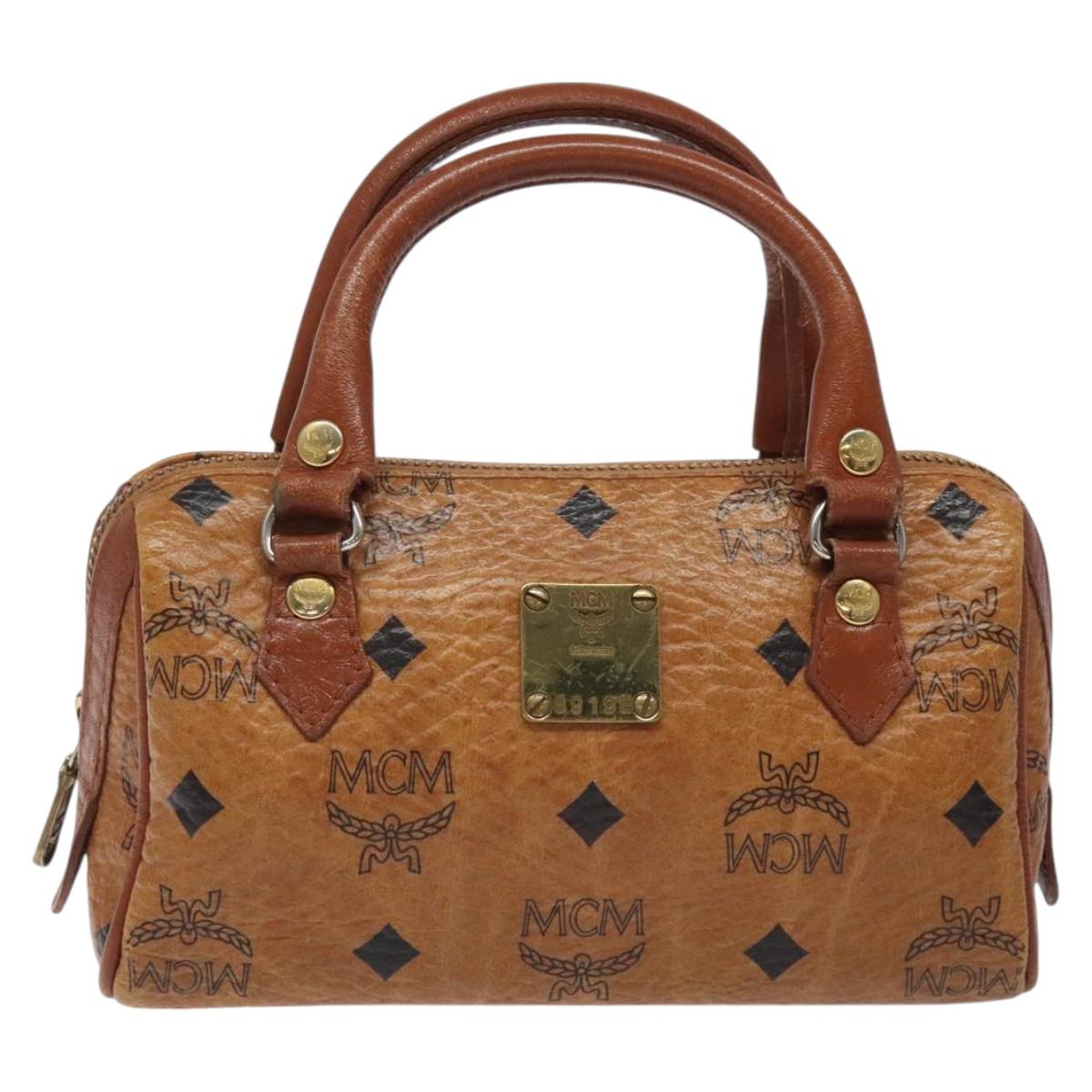 MCM Vicetos Logogram Hand Bag PVC Leather 2way Brown Auth sw254