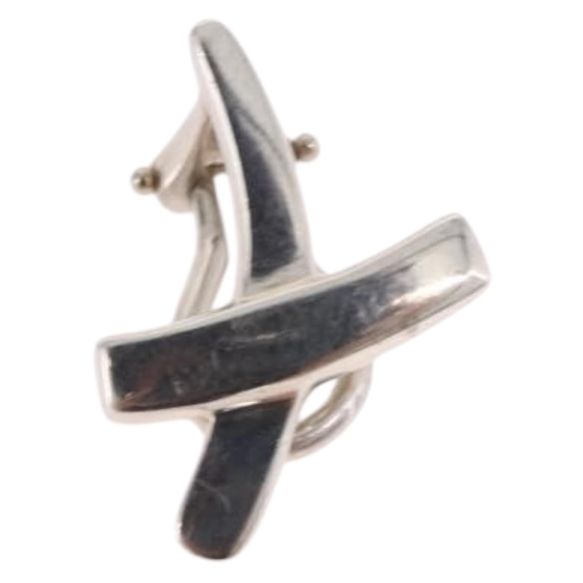 TIFFANY&Co. Paloma Picasso Graffiti X Earring Ag925 Silver Auth SW2552
