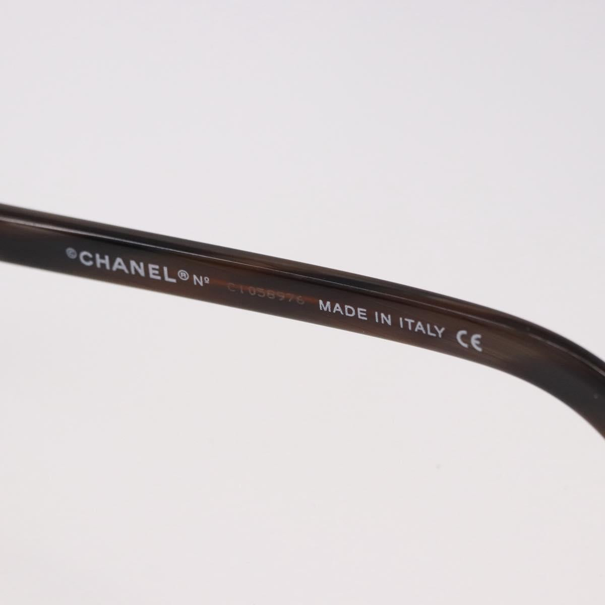 CHANEL Sunglasses Plastic Brown Gold CC Auth SW2589