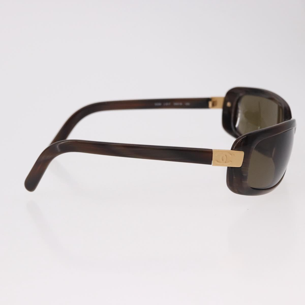 CHANEL Sunglasses Plastic Brown Gold CC Auth SW2589