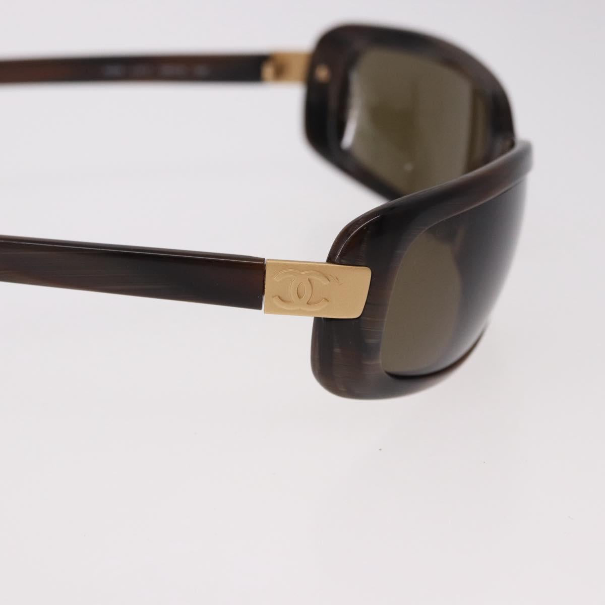 CHANEL Sunglasses Plastic Brown Gold CC Auth SW2589