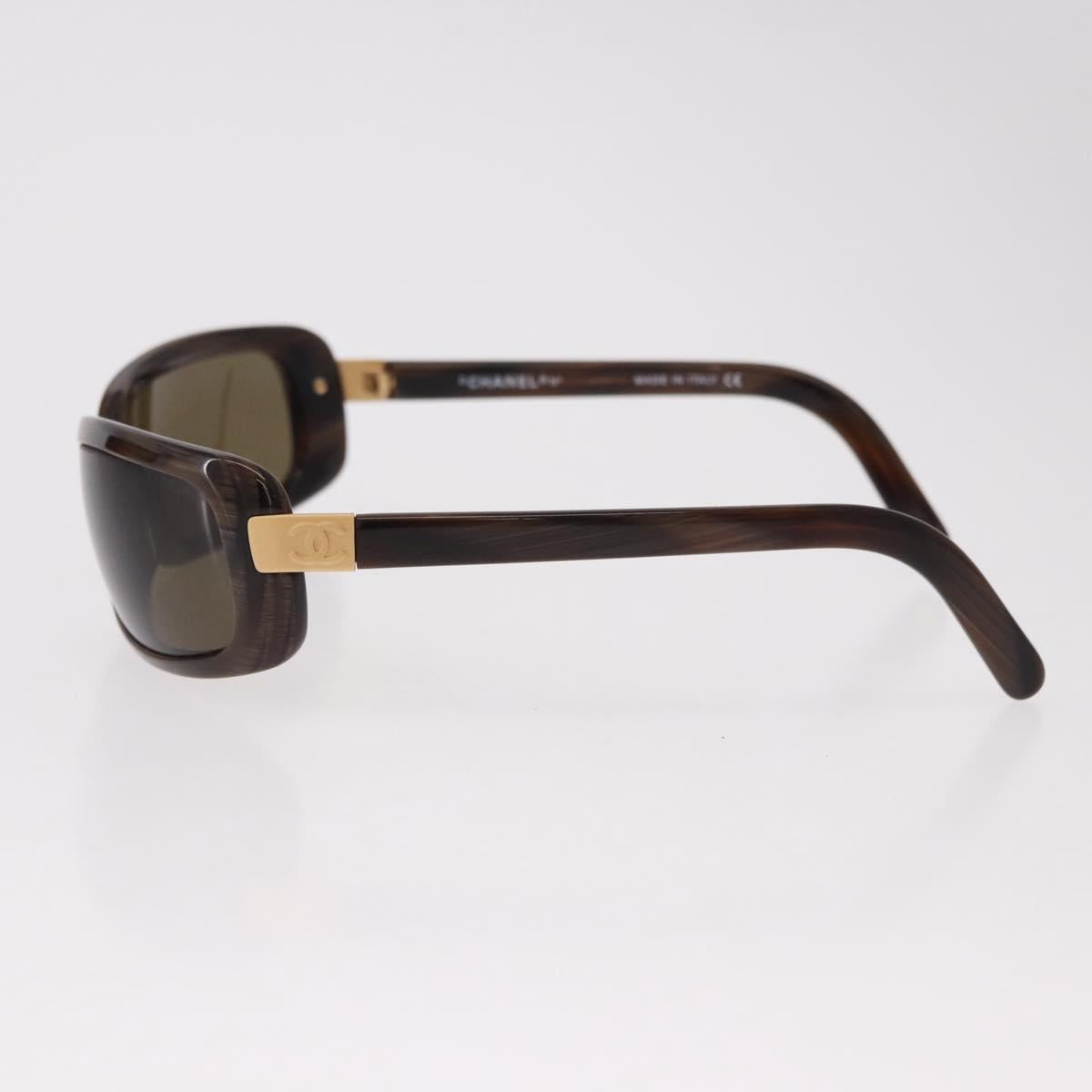 CHANEL Sunglasses Plastic Brown Gold CC Auth SW2589