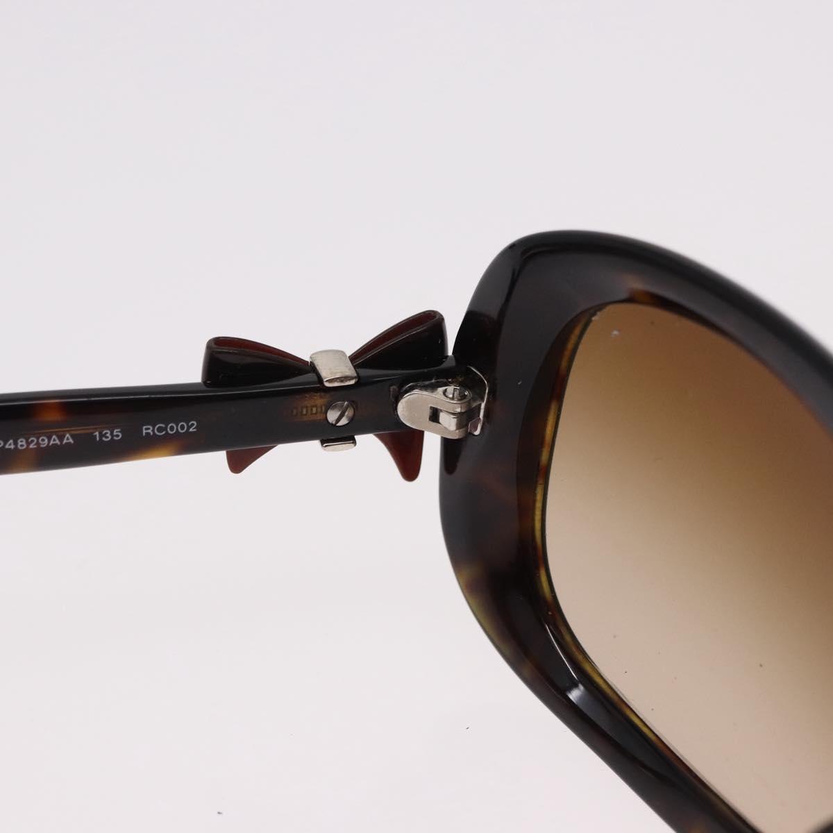 CHANEL Ribbon COCO Mark Sunglasses Plastic Brown Silver CC Auth SW2590