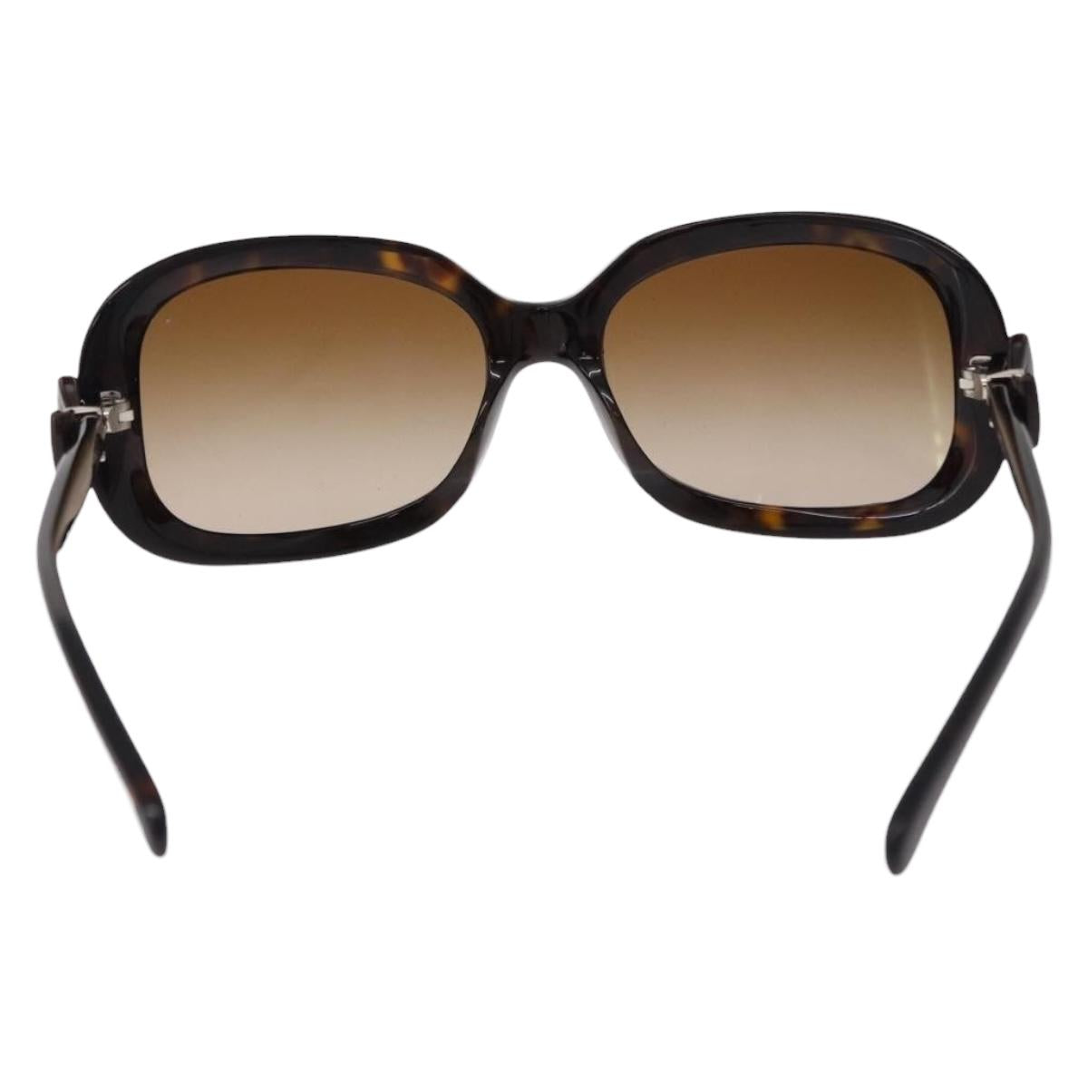CHANEL Ribbon COCO Mark Sunglasses Plastic Brown Silver CC Auth SW2590