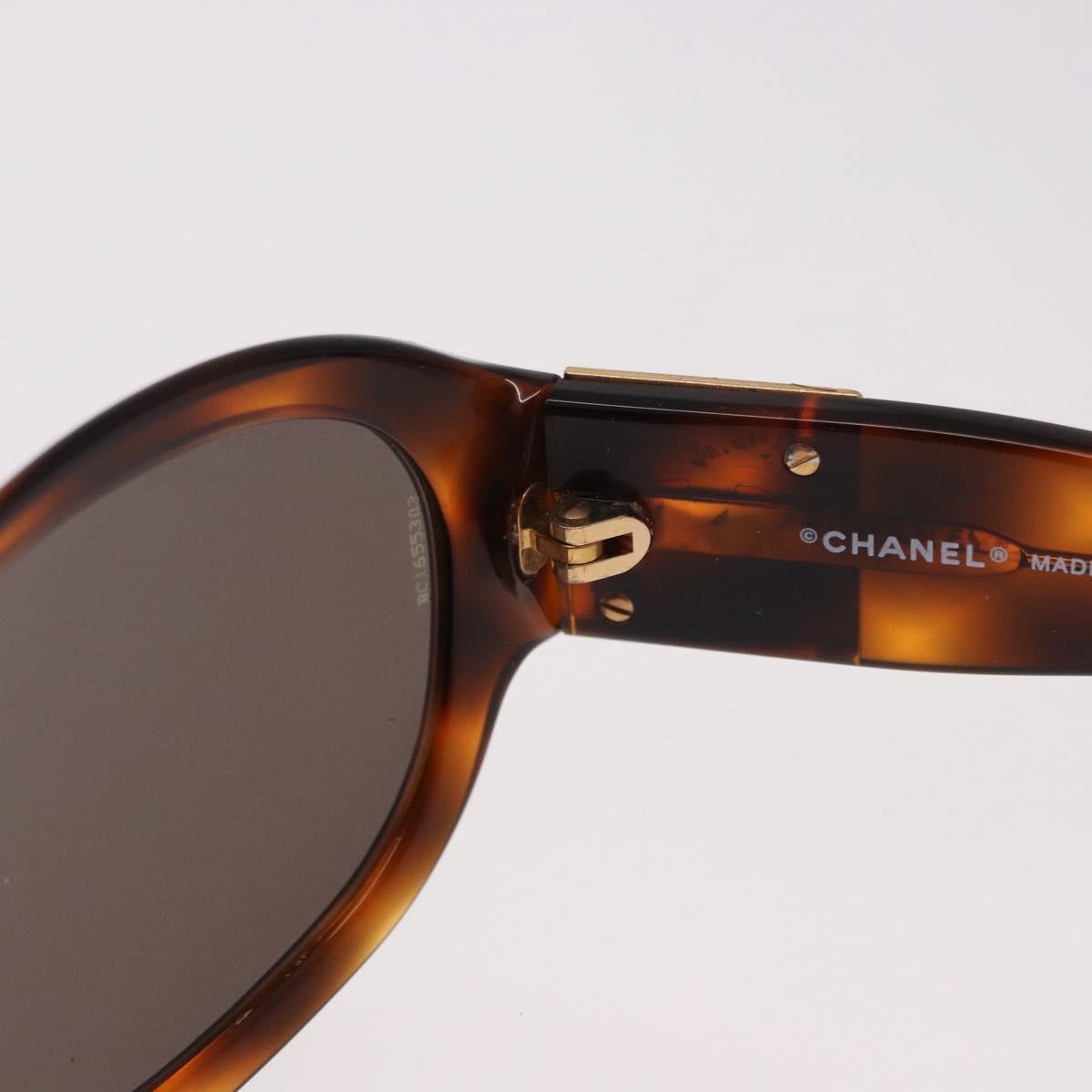 CHANEL COCO Mark Sunglasses Plastic Brown Gold CC Auth SW2591