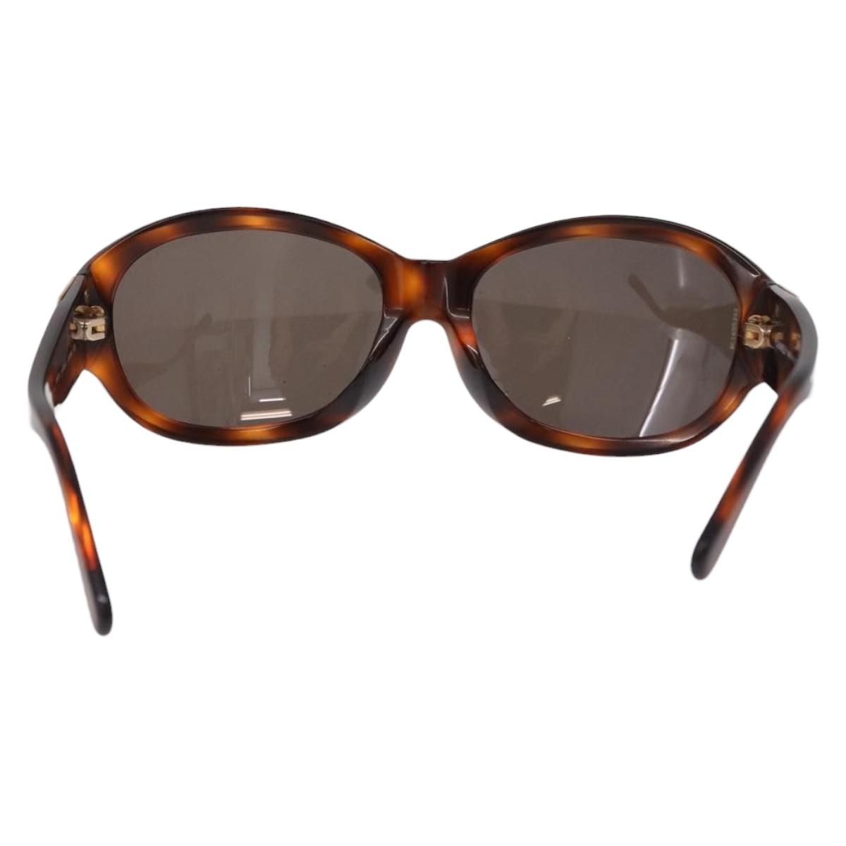 CHANEL COCO Mark Sunglasses Plastic Brown Gold CC Auth SW2591