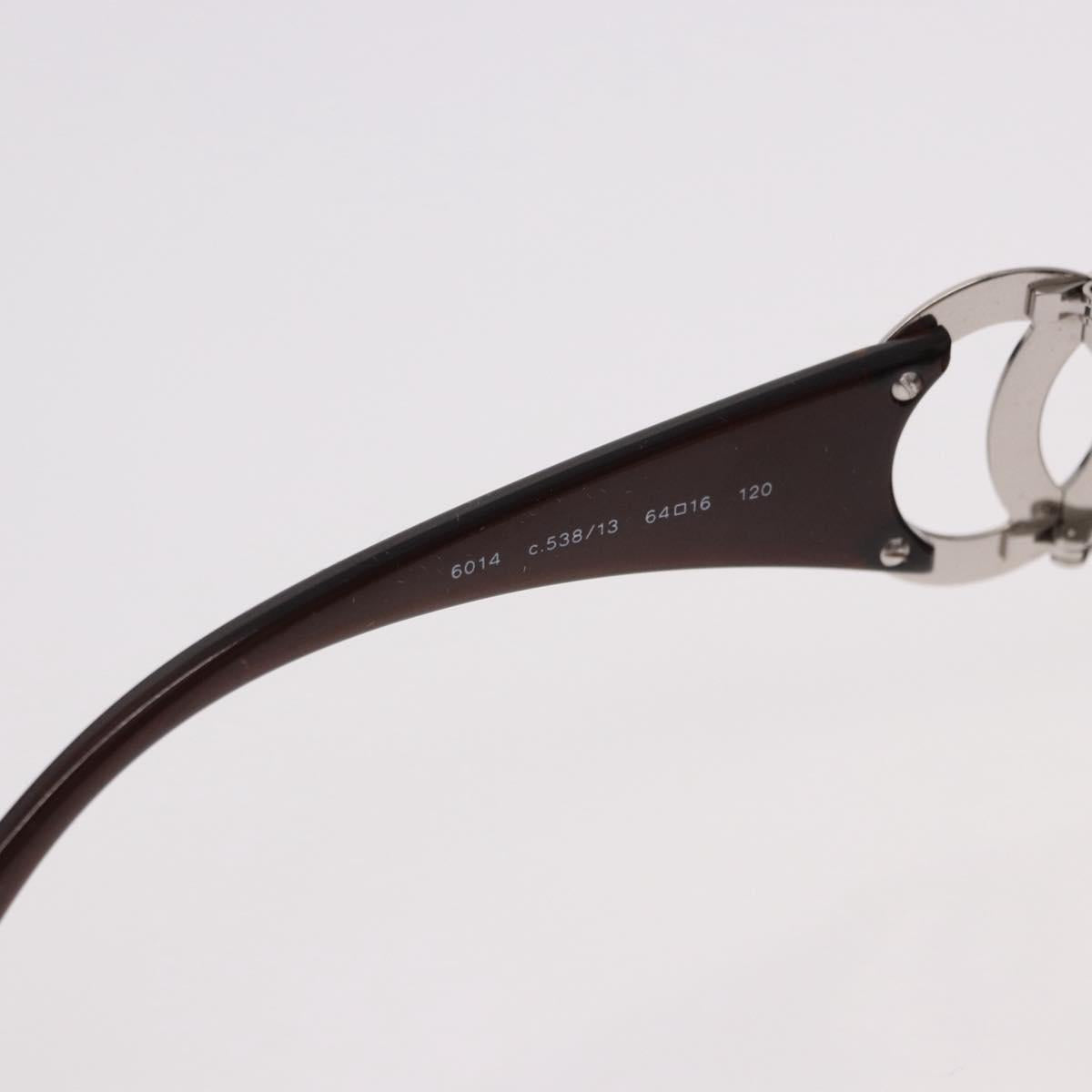 CHANEL COCO Mark Sunglasses Plastic Brown Silver CC Auth SW2592V