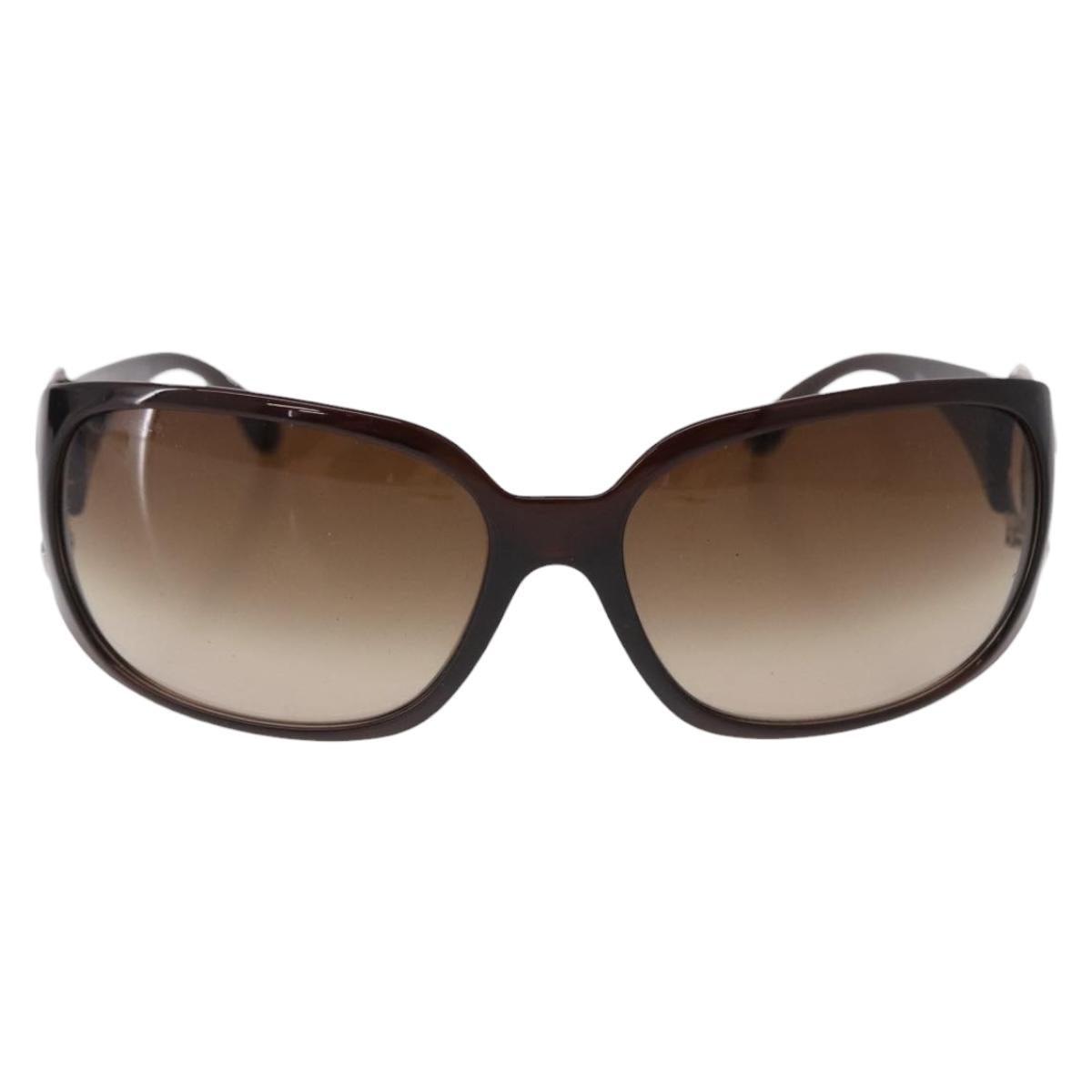 CHANEL COCO Mark Sunglasses Plastic Brown Silver CC Auth SW2592V