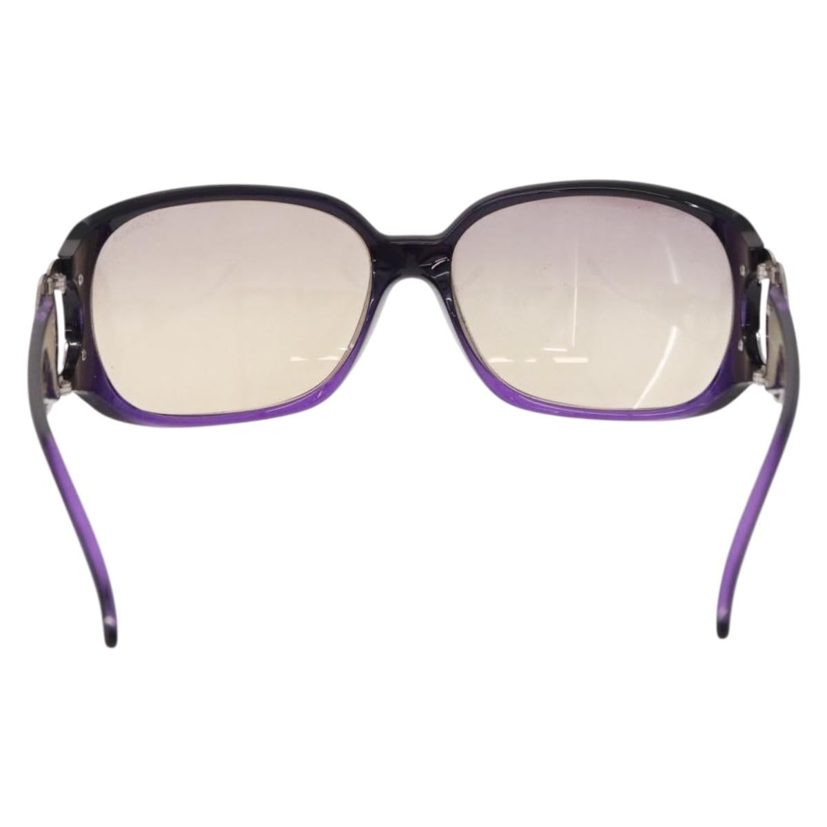 CHANEL COCO Mark Sunglasses Plastic Purple Silver CC Auth SW2593V