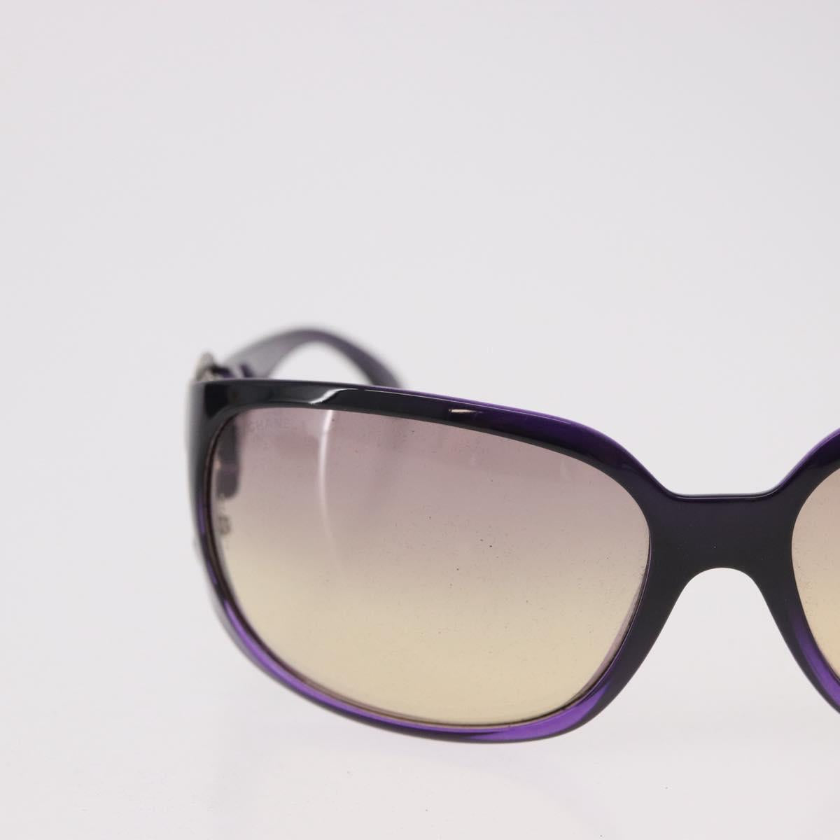 CHANEL COCO Mark Sunglasses Plastic Purple Silver CC Auth SW2593V