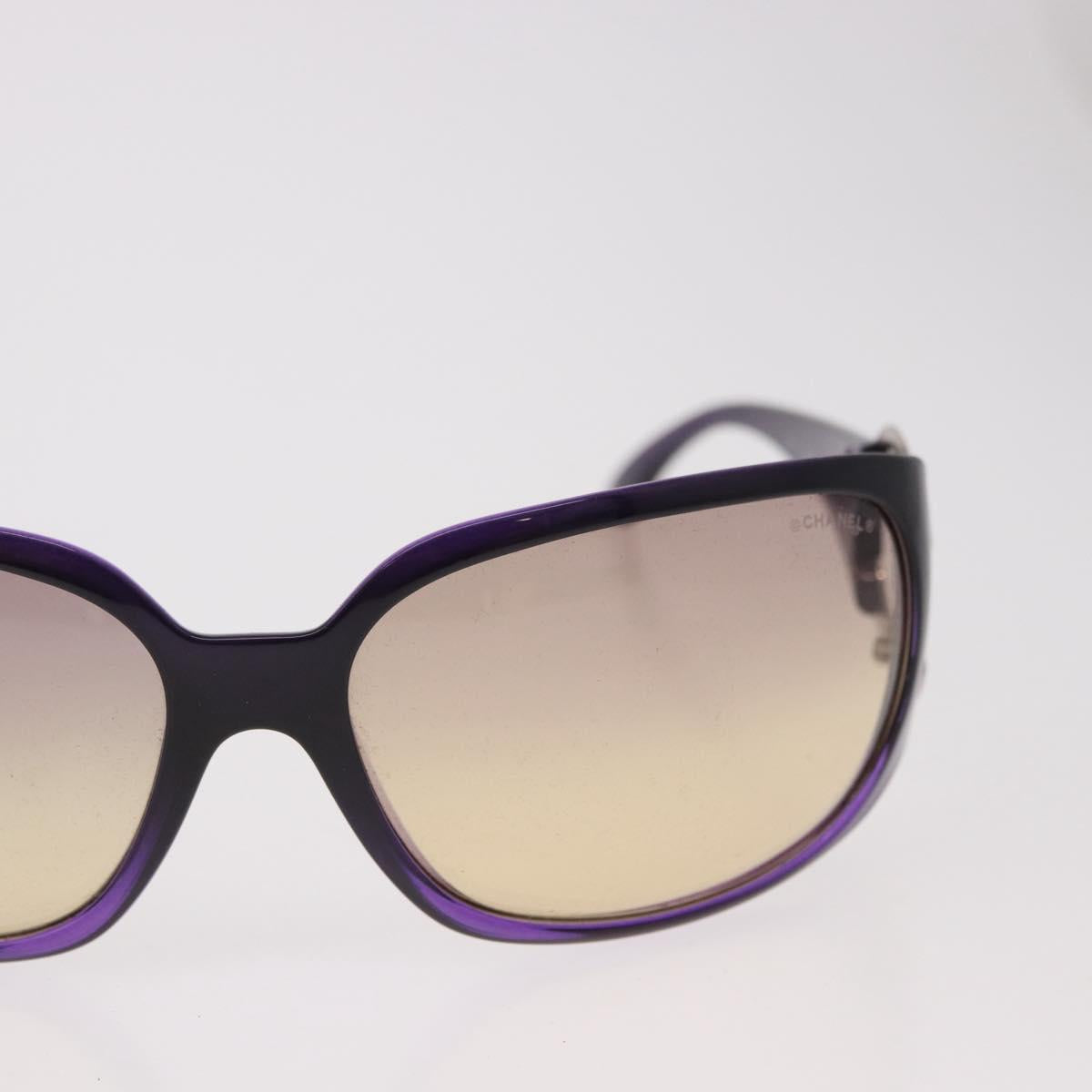 CHANEL COCO Mark Sunglasses Plastic Purple Silver CC Auth SW2593V