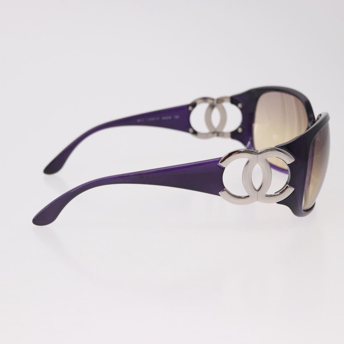 CHANEL COCO Mark Sunglasses Plastic Purple Silver CC Auth SW2593V