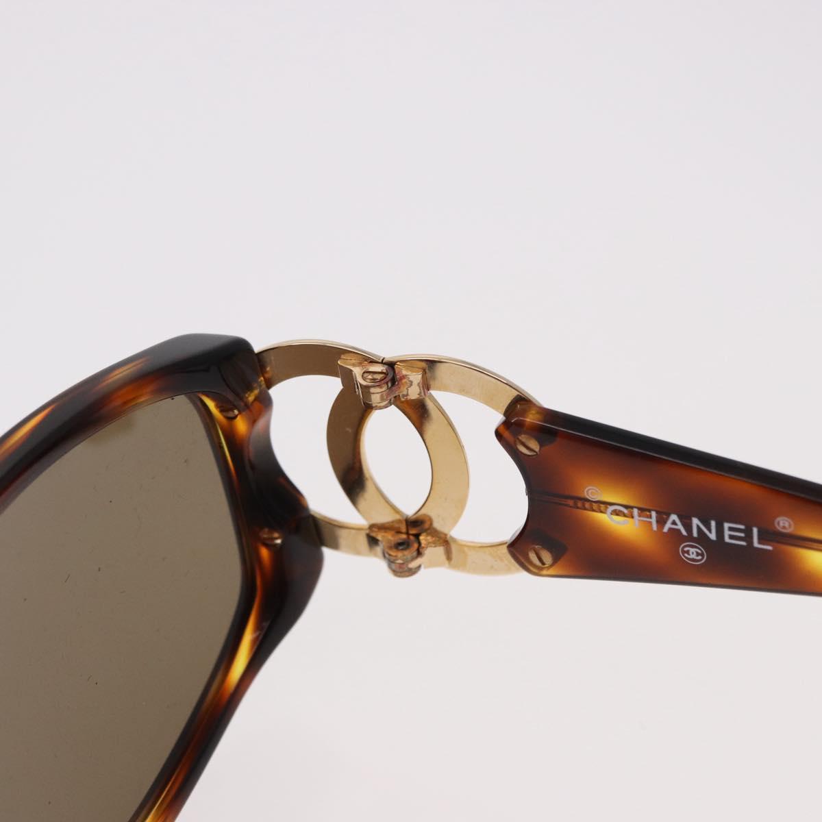 CHANEL COCO Mark Sunglasses Plastic Brown Gold CC Auth SW2596