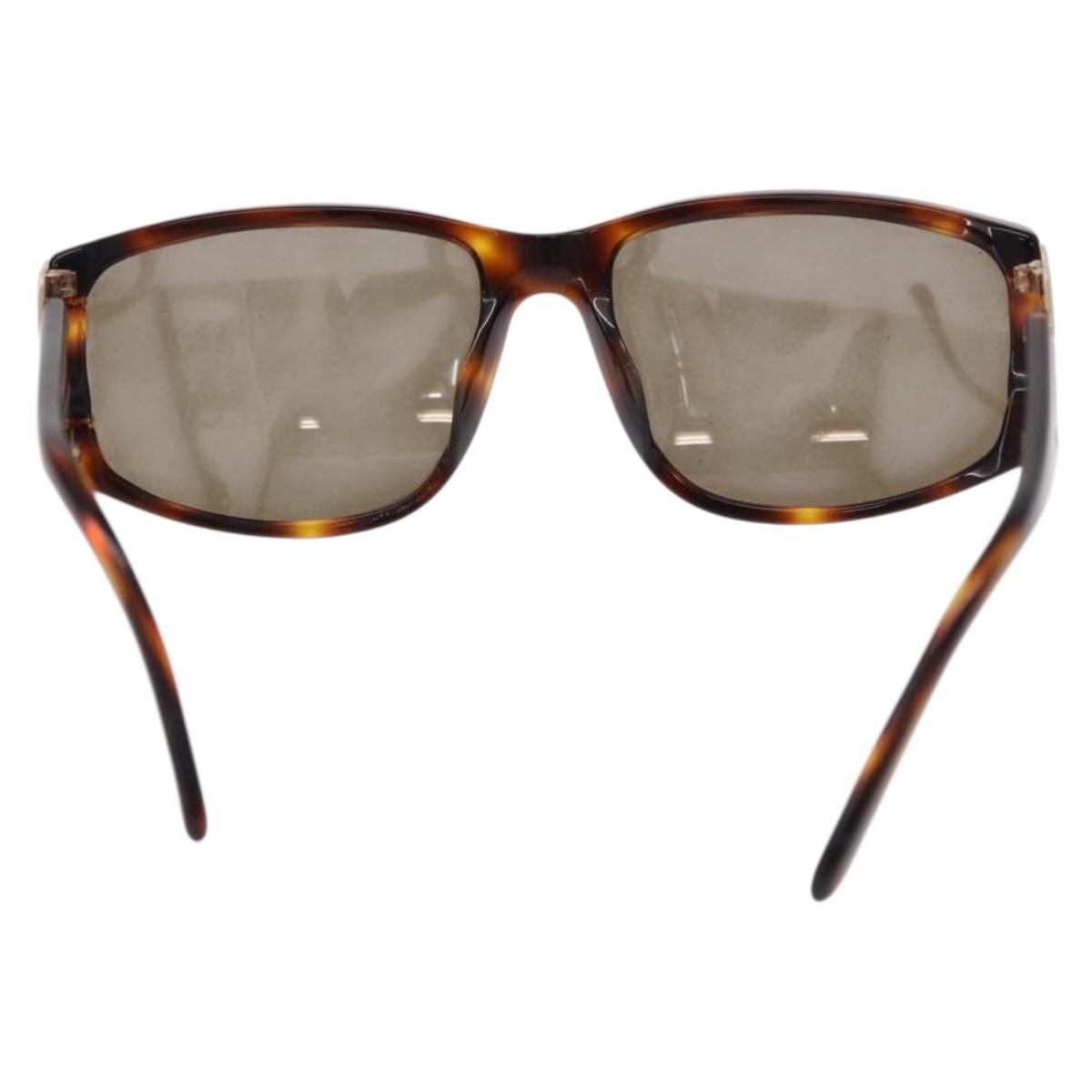 CHANEL COCO Mark Sunglasses Plastic Brown Gold CC Auth SW2596