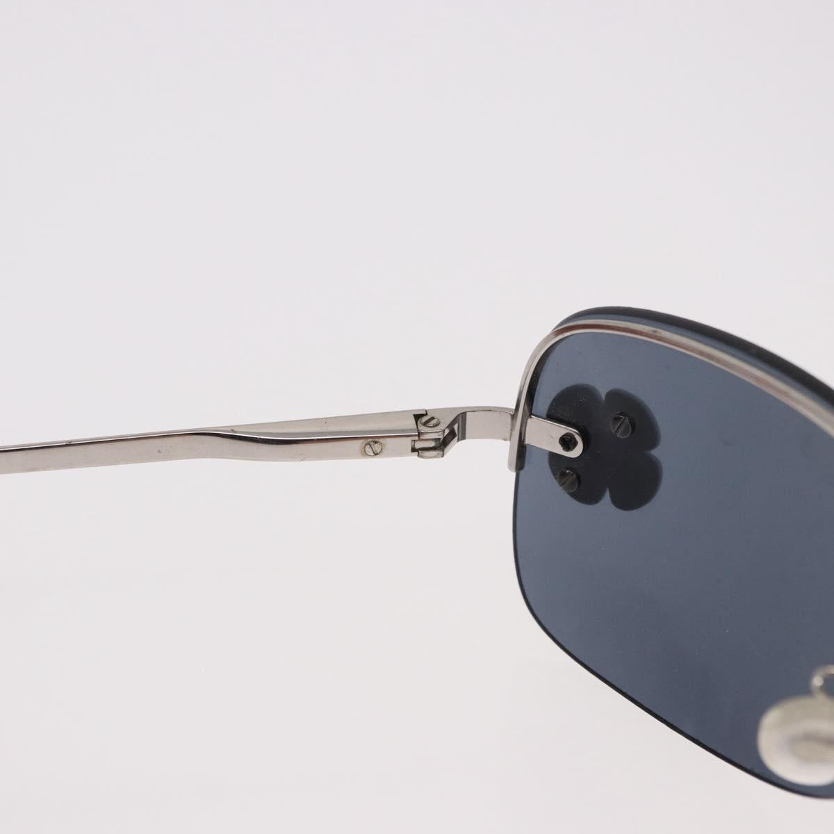 CHANEL Camelia Sunglasses Metal Light Blue Silver CC Auth SW2597V