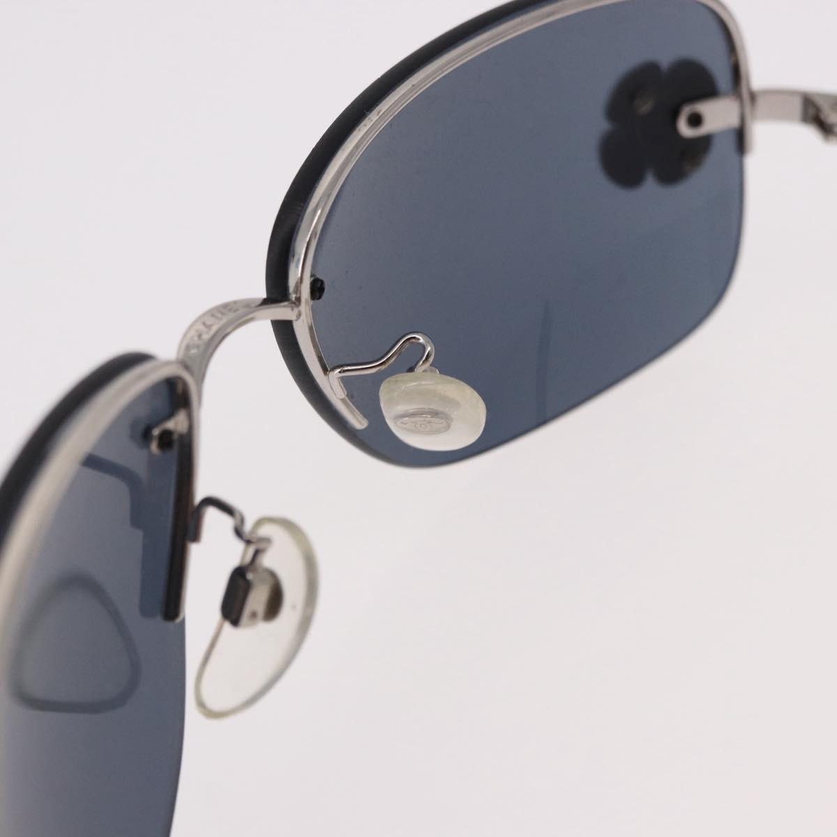 CHANEL Camelia Sunglasses Metal Light Blue Silver CC Auth SW2597V