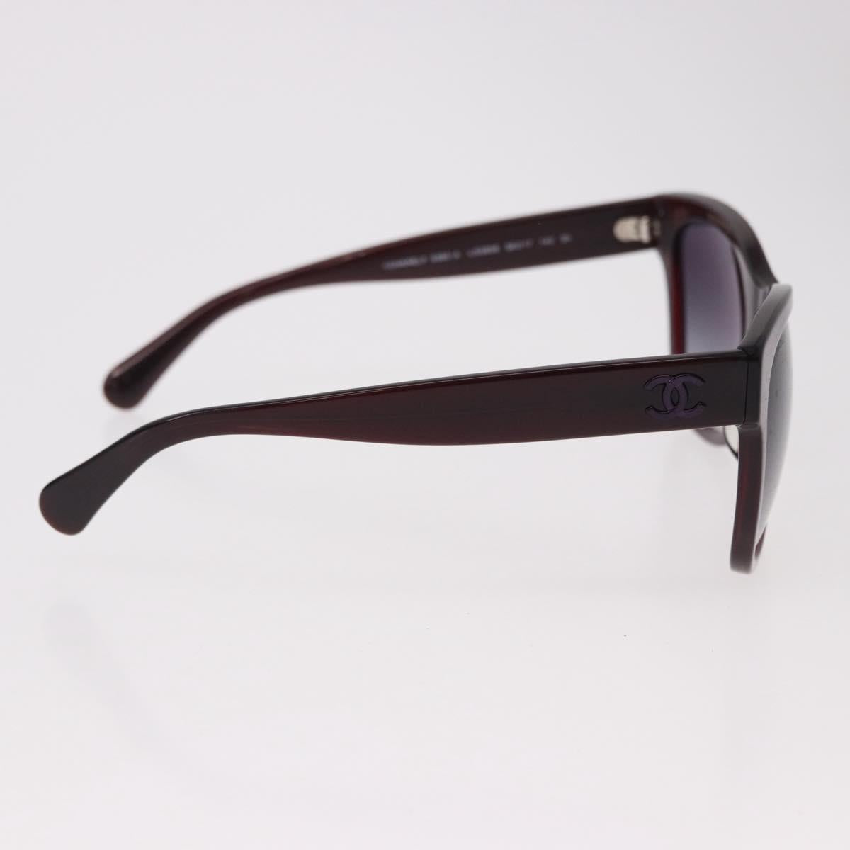 CHANEL COCO Mark Sunglasses Plastic Brown CC Auth SW2598