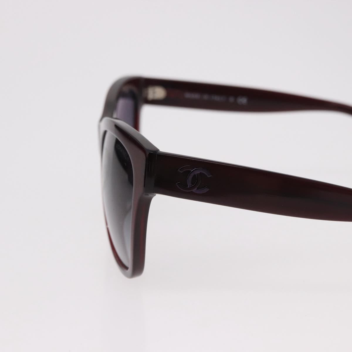 CHANEL COCO Mark Sunglasses Plastic Brown CC Auth SW2598