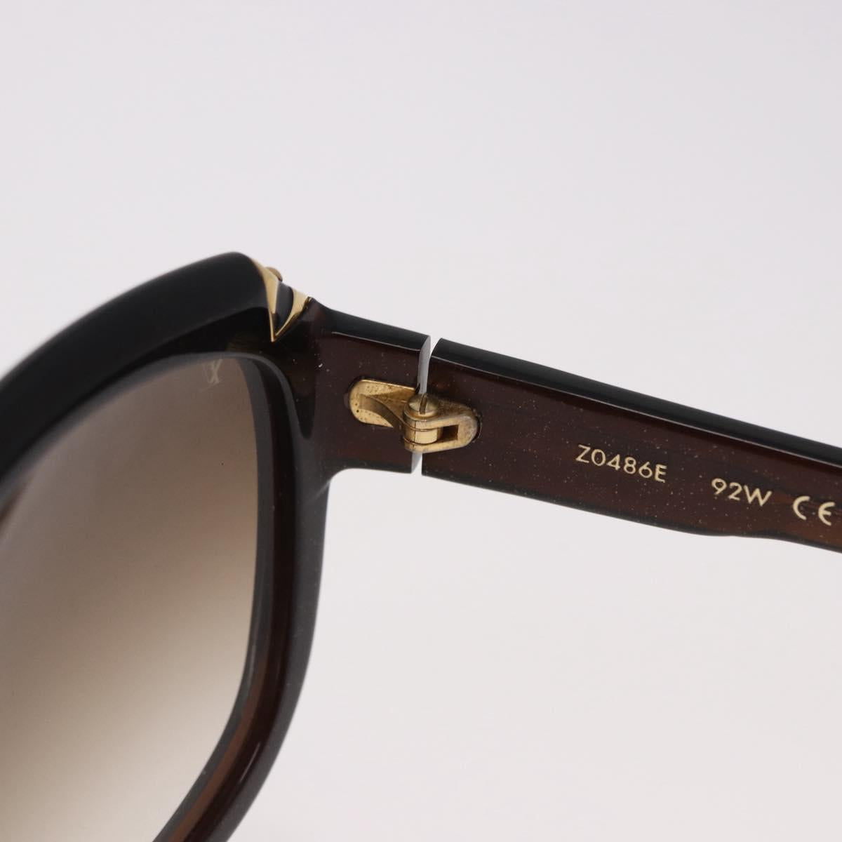 LOUIS VUITTON Hortensia Cat Eye Sunglasses Plastic Brown Gold Z0486E Auth SW2599